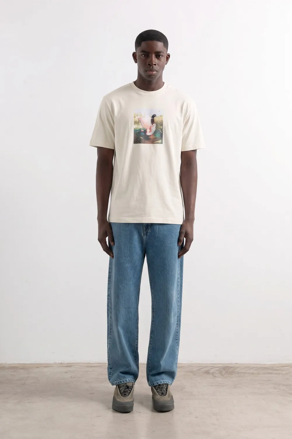 Edmmond Studios Tour t-shirt homme écru imprimé coton