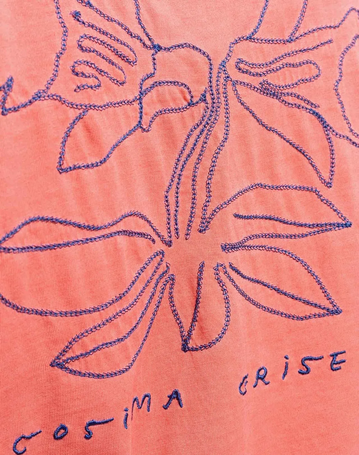 OLOW Cosima t-shirt ample rose minéral brodé