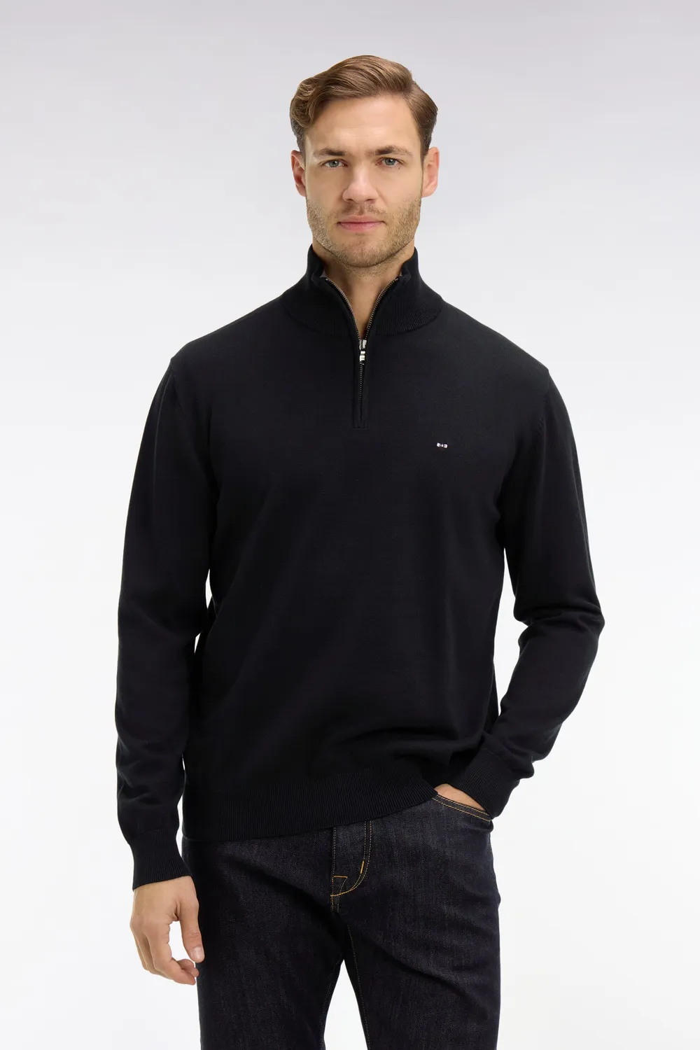 Eden Park pull col camionneur noir coton homme