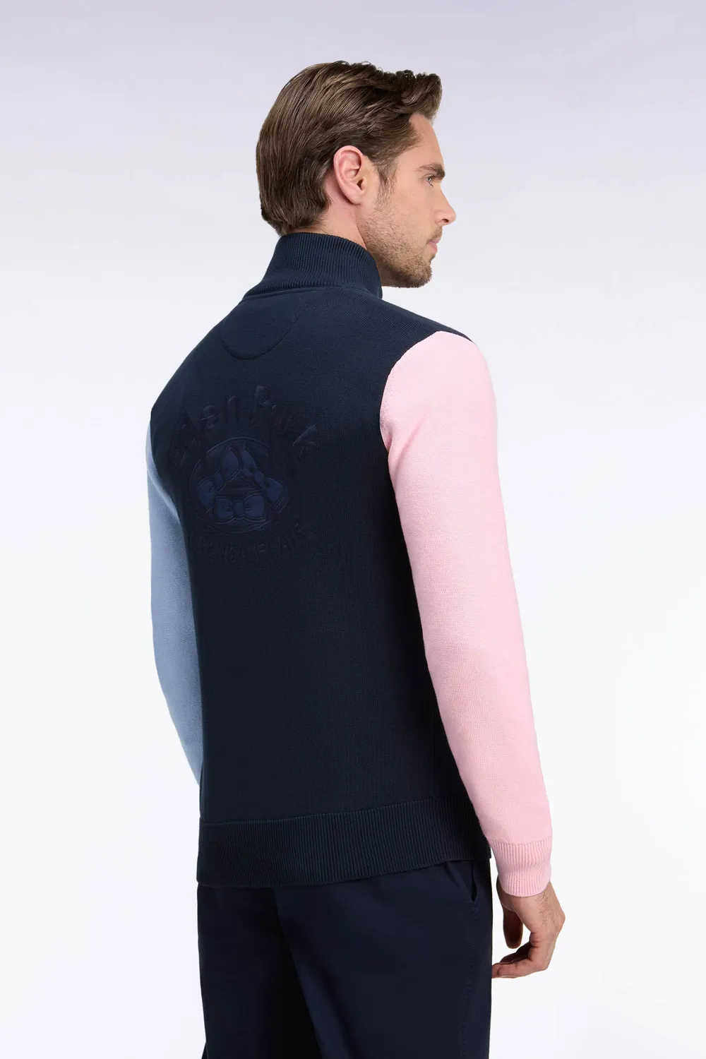 Eden Park Show Bizz cardigan zippé coton marine tricolore