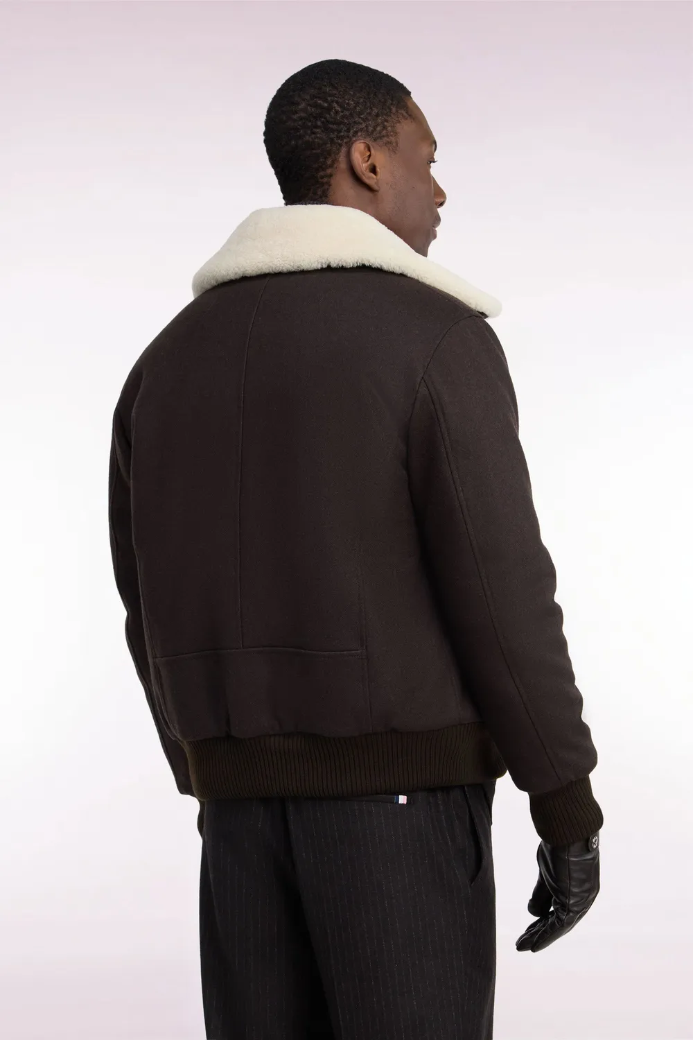 Eden Park Club Classique blouson maille marron col shearling amovible