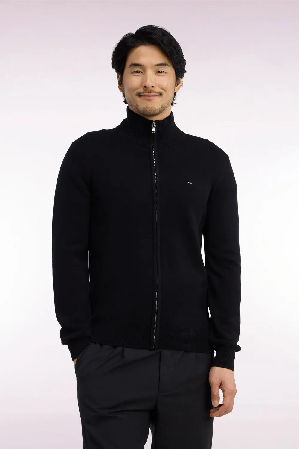 Eden Park Cardigan Zippé Laine Coton Noir Homme