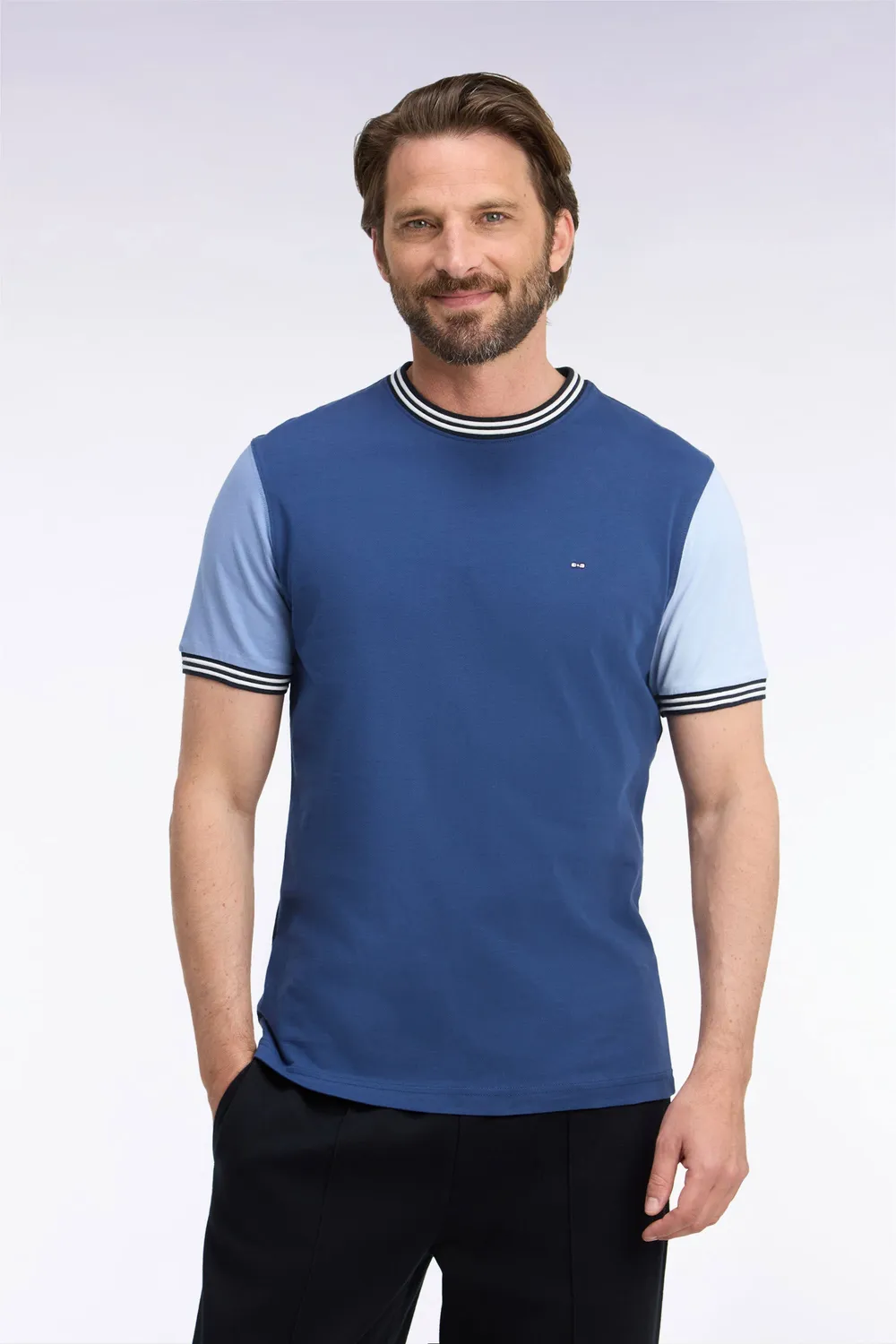 Eden Park t-shirt bicolore bleu manches courtes