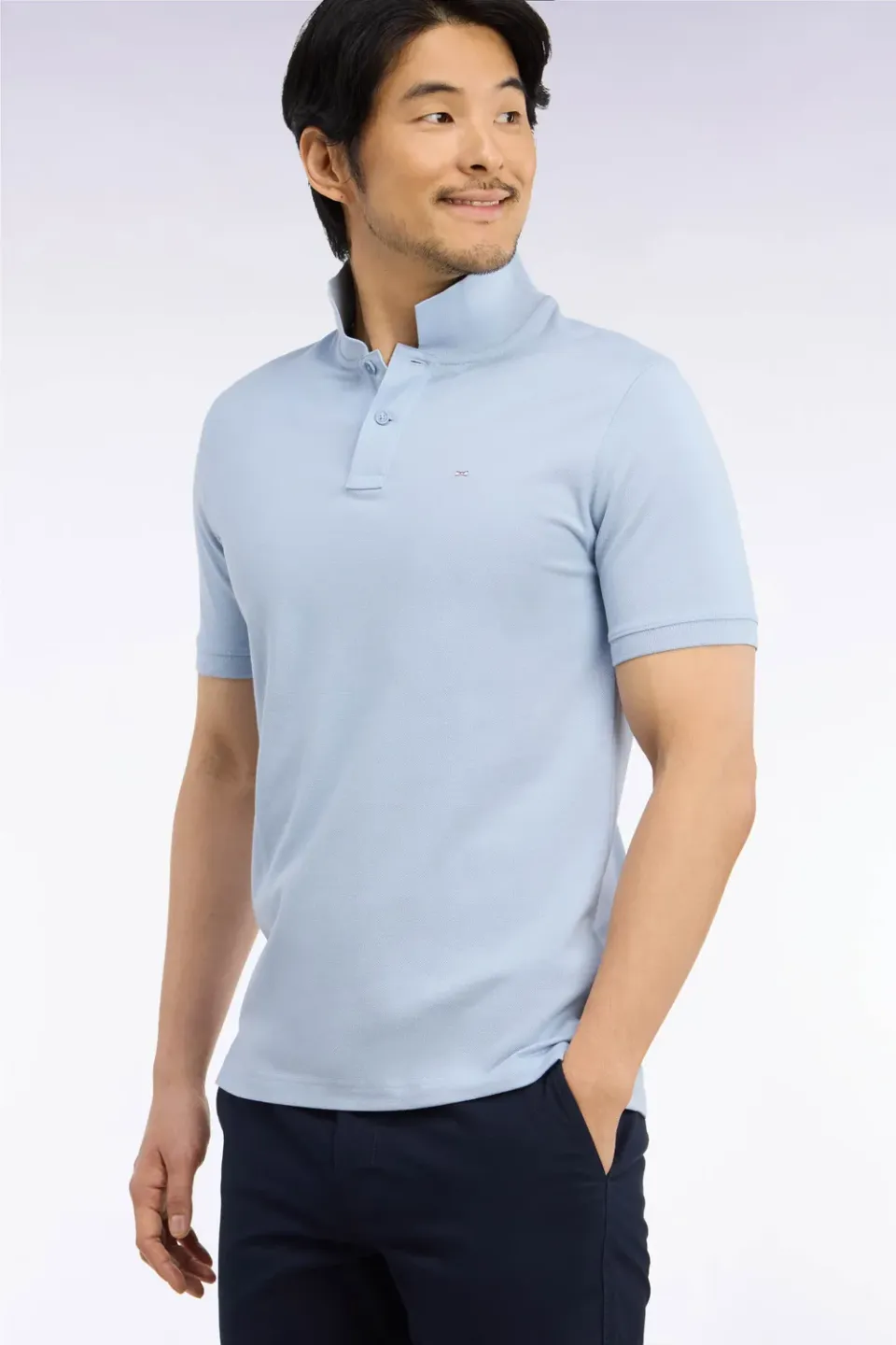 Eden Park Polo coton Pima ciel coupe droite