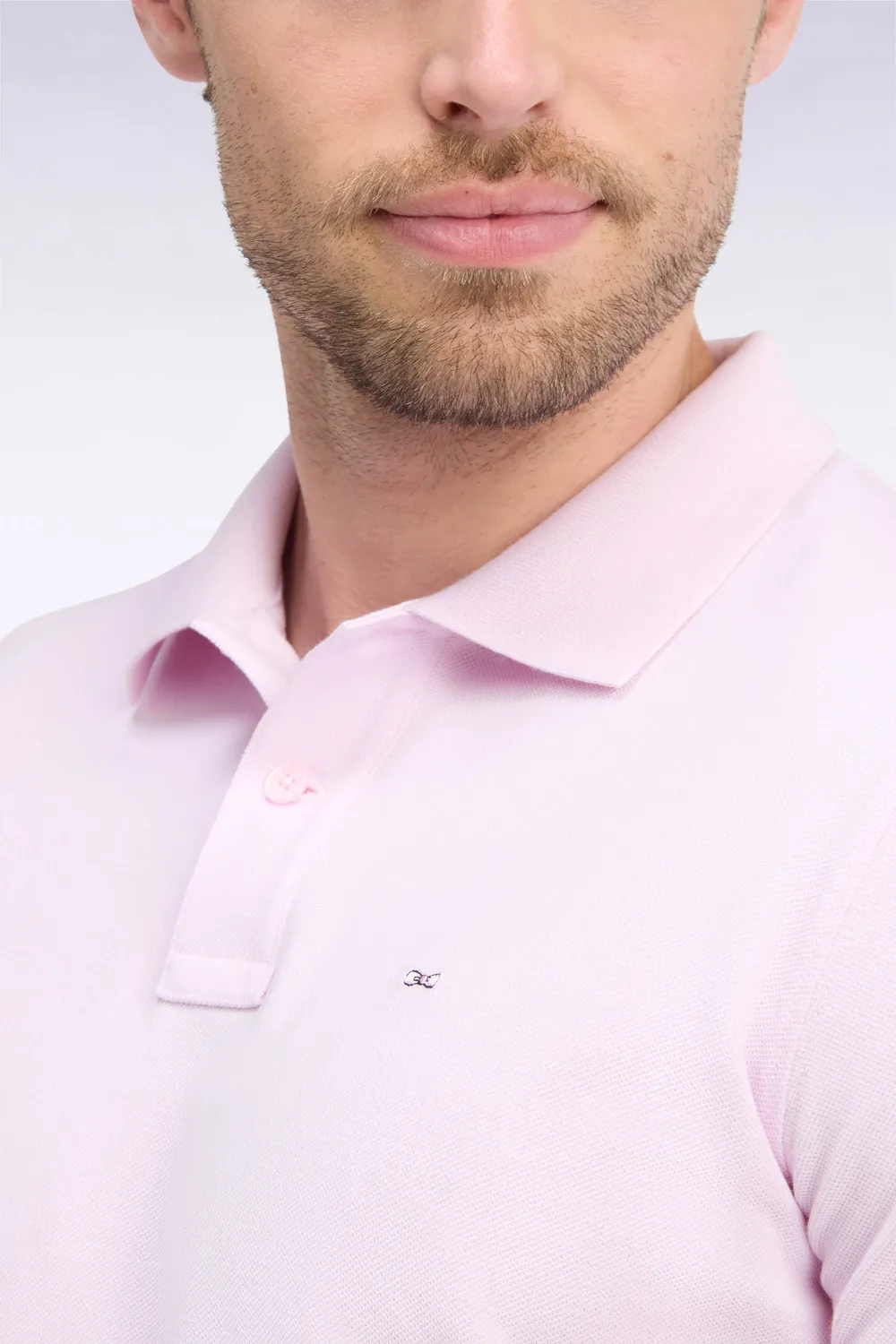 Eden Park polo manches longues rose coton Pima coupe droite