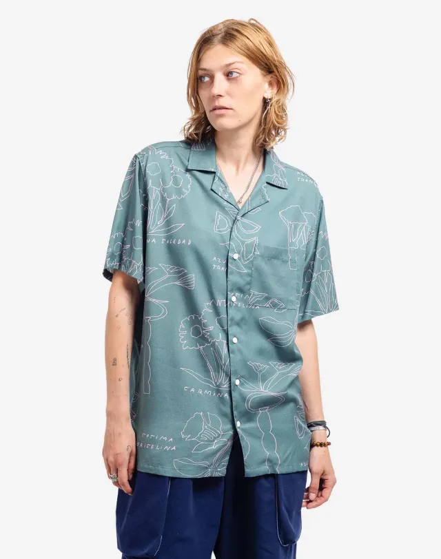 OLOW Aloha Florem chemisette tencel bleu-gris