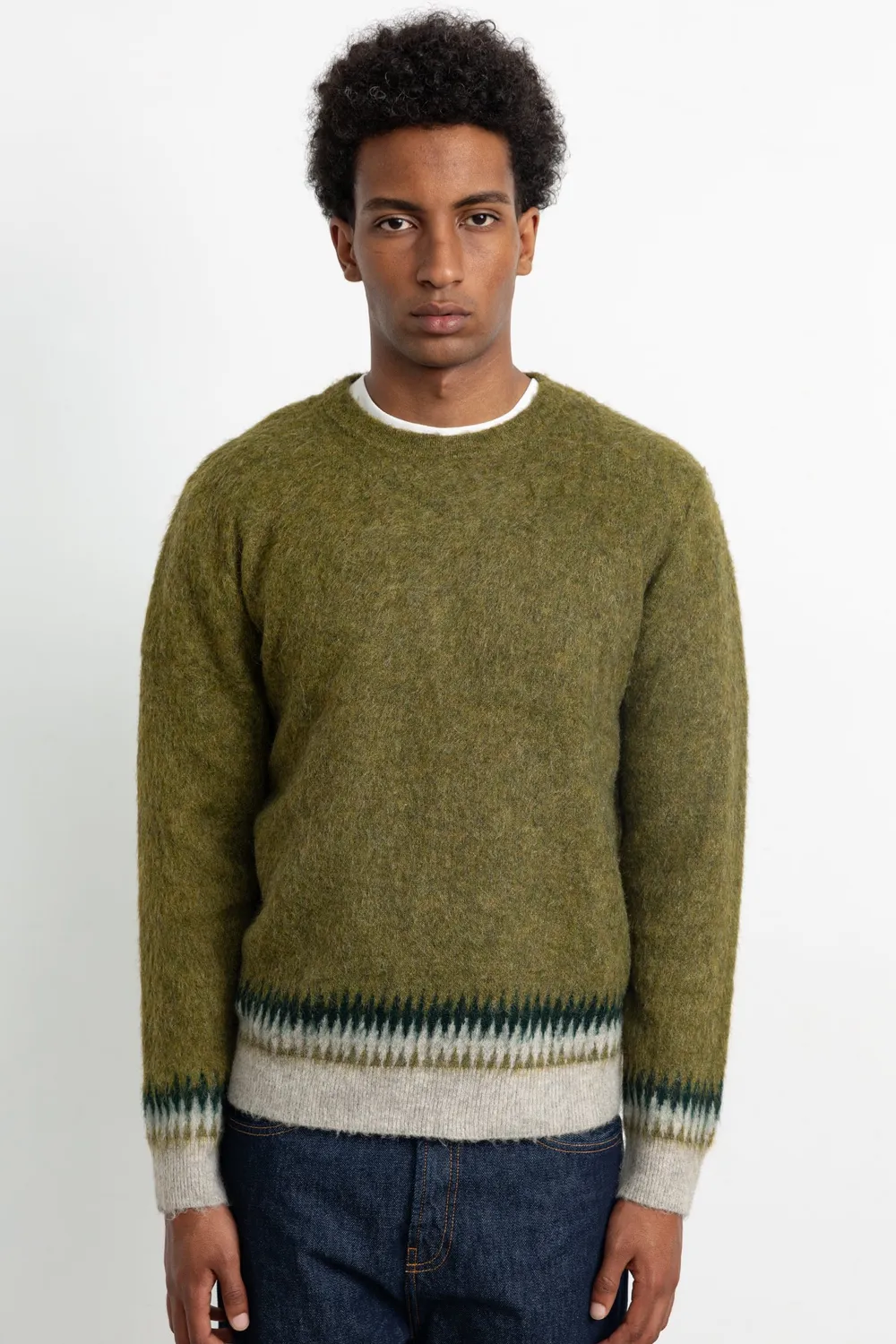 Edmmond Studios Facet Sweater pull kaki losanges brossés