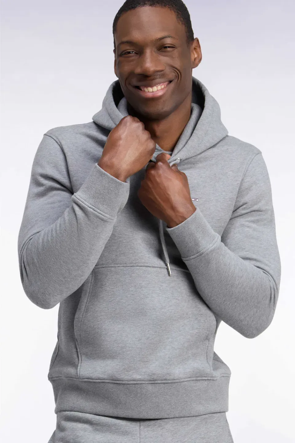Eden Park sweat capuche molleton gris coupe droite
