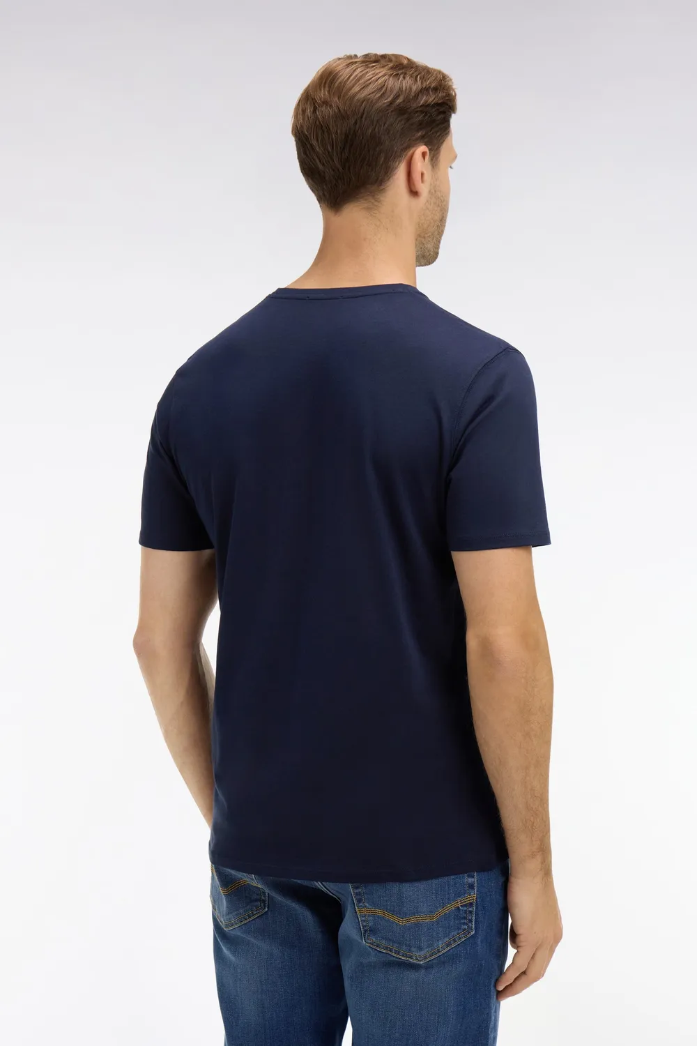 Eden Park t-shirt col V marine coton Pima manches courtes