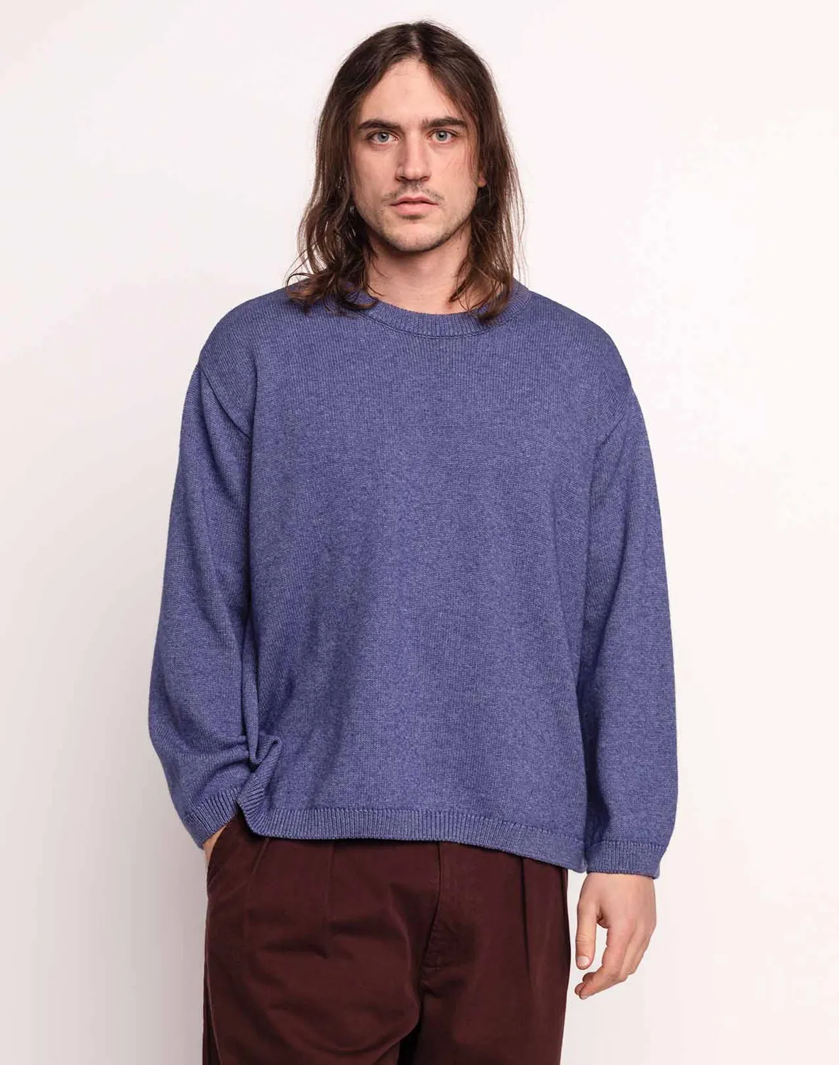 OLOW Imeji pull bleu chiné mérinos