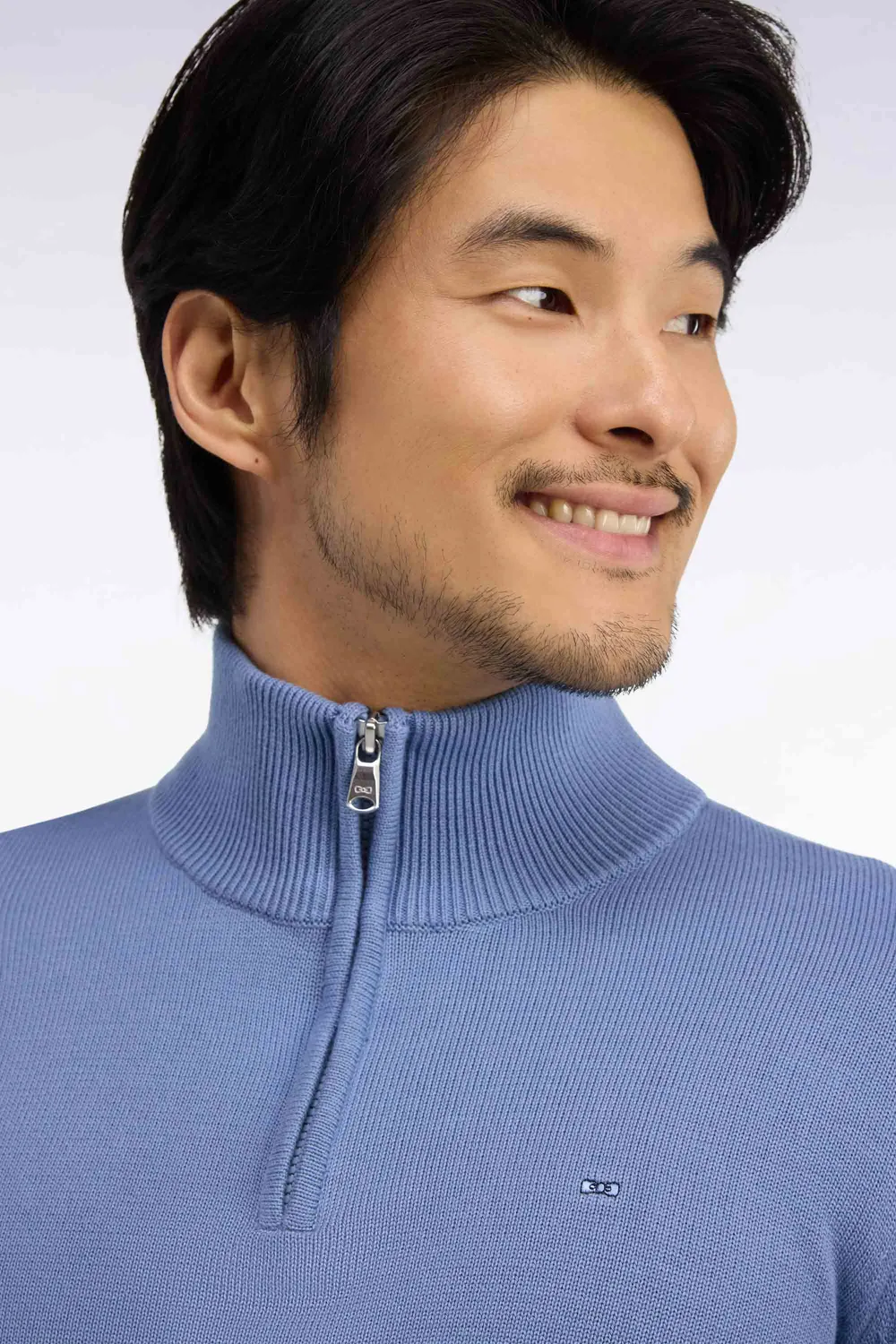 Eden Park Pull col camionneur coton ciel semi-zippé