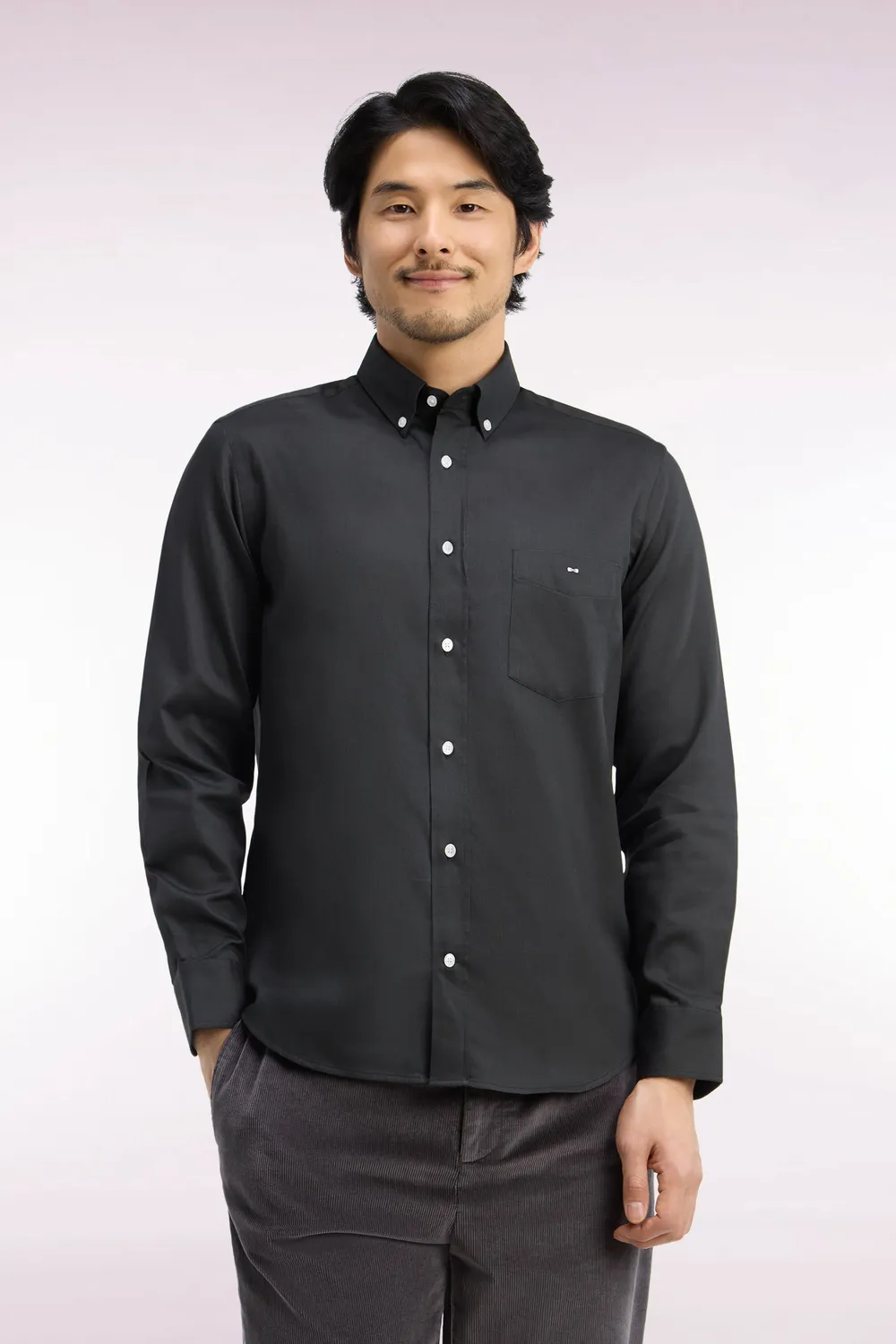 Eden Park chemise piqué coton homme kaki coupe droite