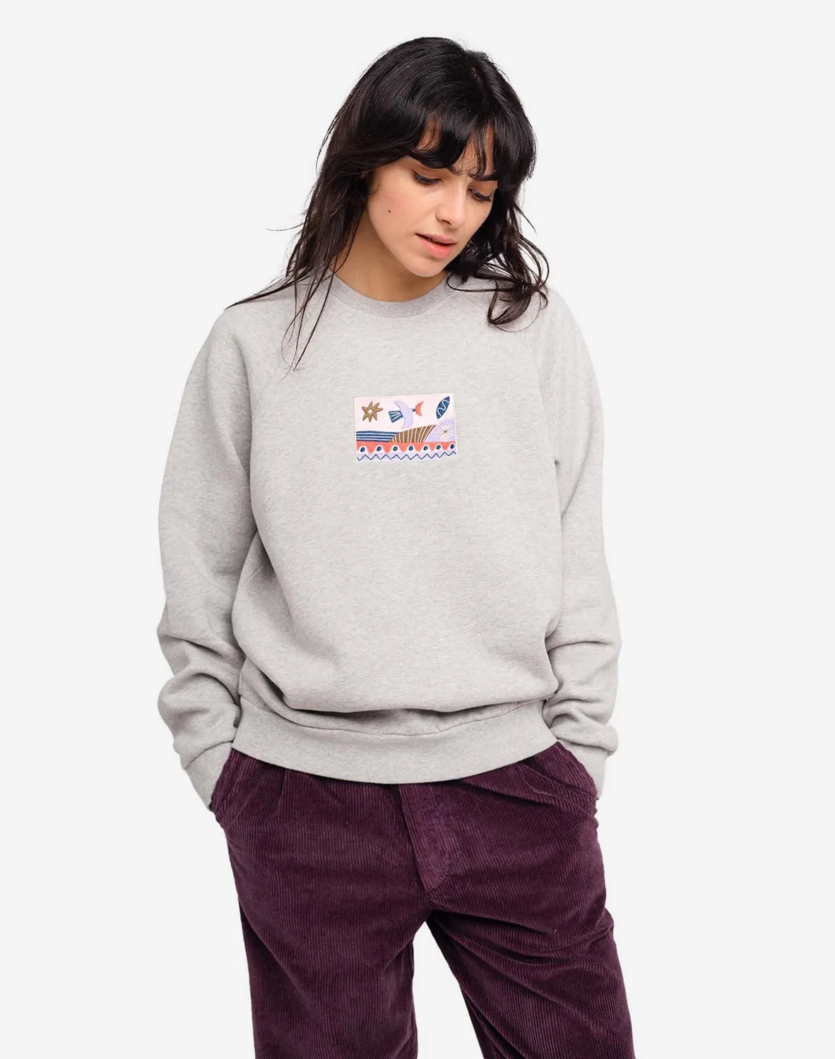 OLOW Seascape sweat gris chiné coton bio