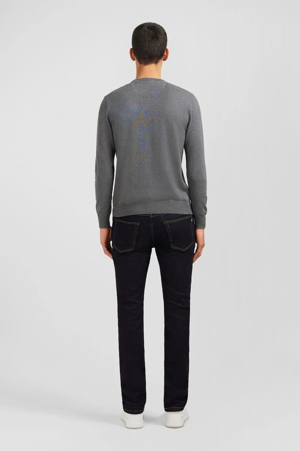 Eden Park pull gris col rond coton homme regular