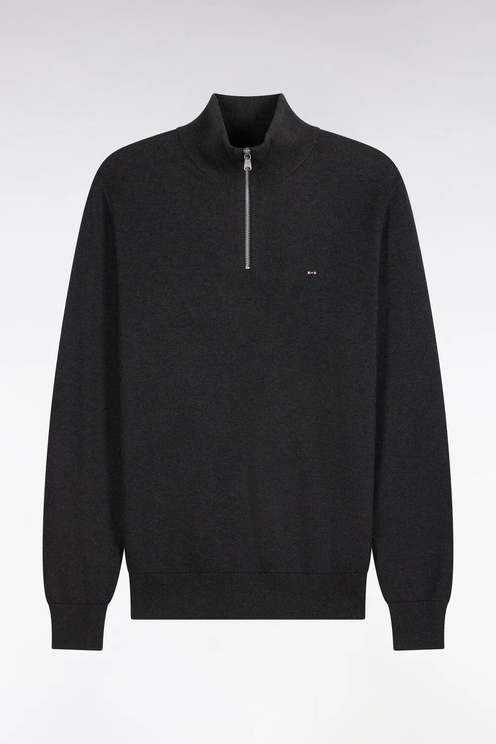 Eden Park pull col camionneur gris foncé pull droit coton