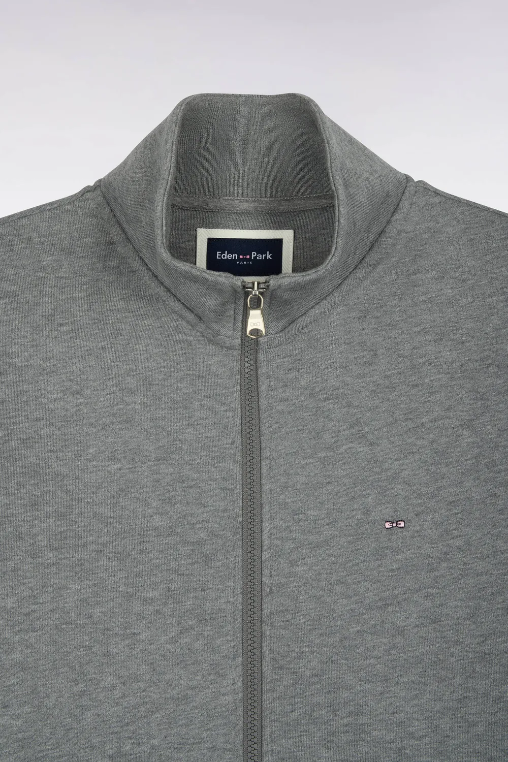 Eden Park sweat homme zippé gris coton col camionneur
