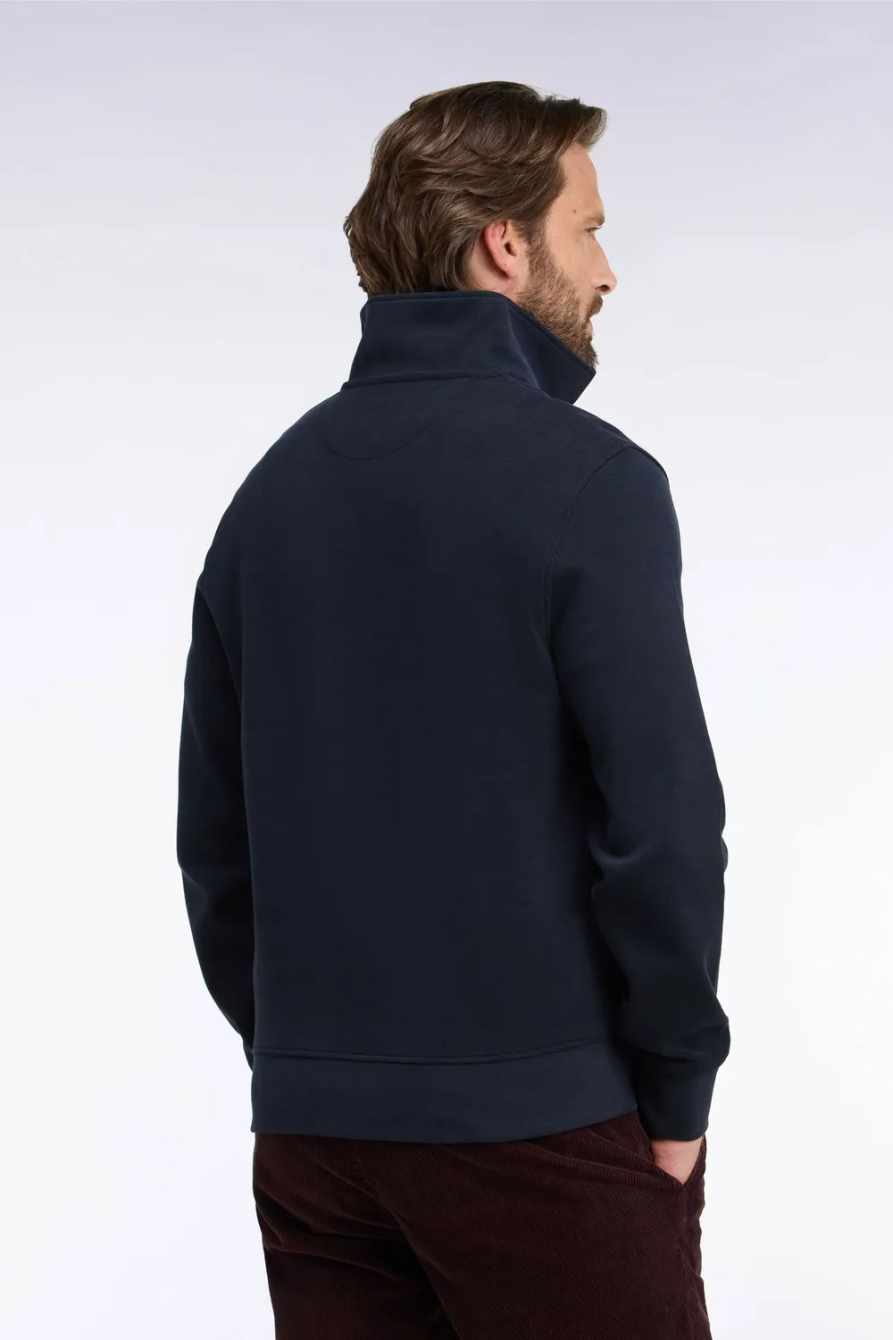 Eden Park sweat col polo coton marine coupe droite