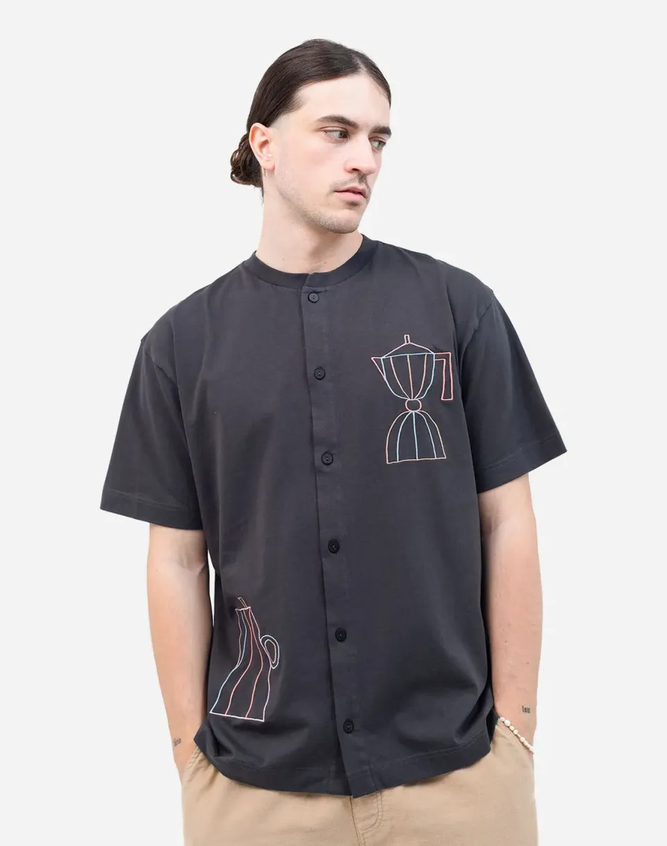 OLOW Moka t-shirt boutonné noir carbone
