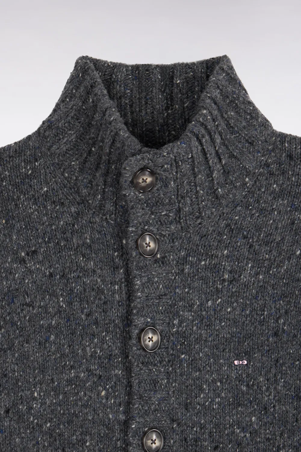 Eden Park cardigan maille épaisse gris laine alpaga droit