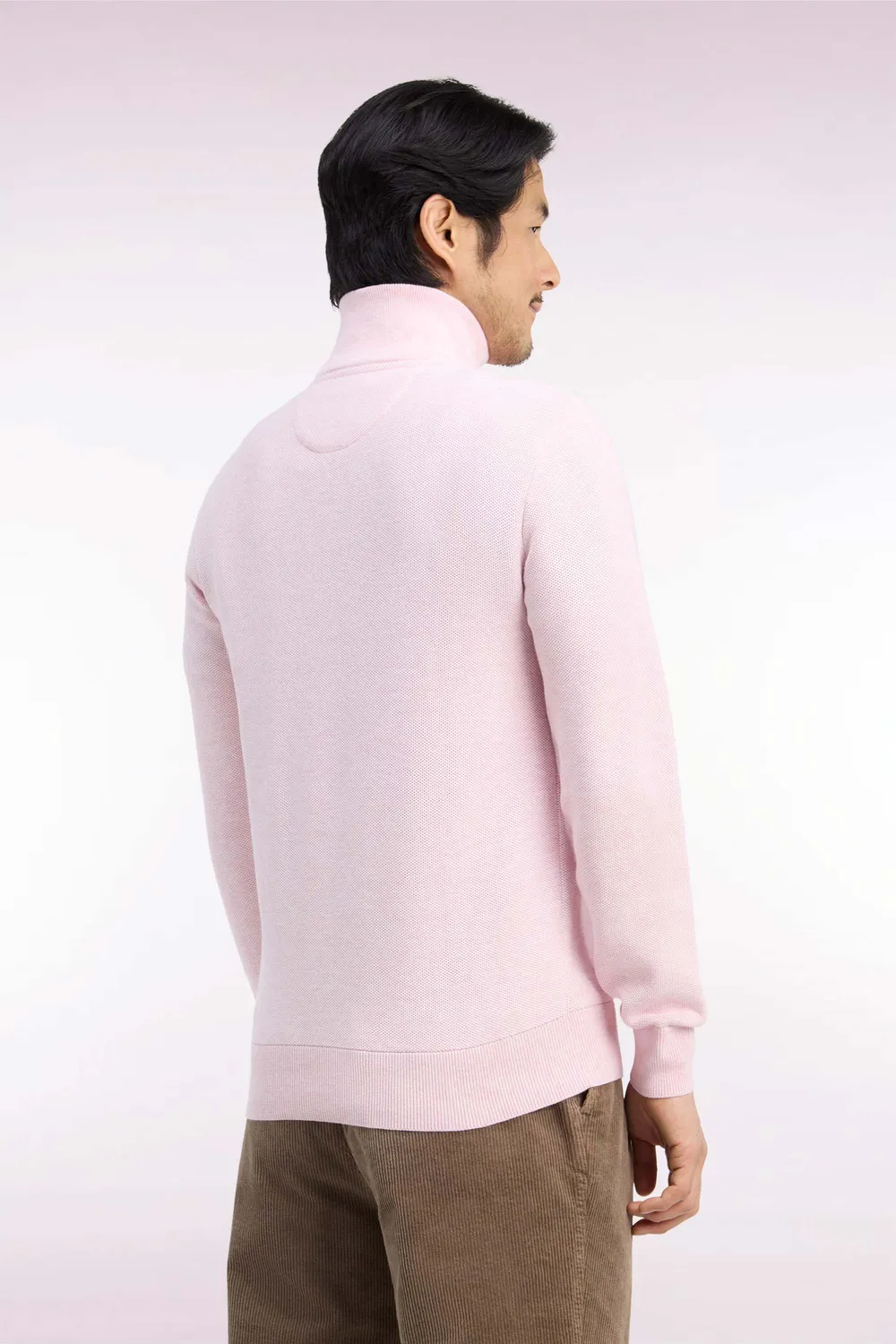 Eden Park pull col camionneur coton rose nid abeille droit
