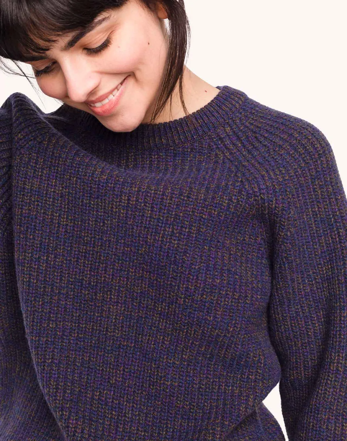 OLOW Equinoxe pull bleu marine chiné mérinos