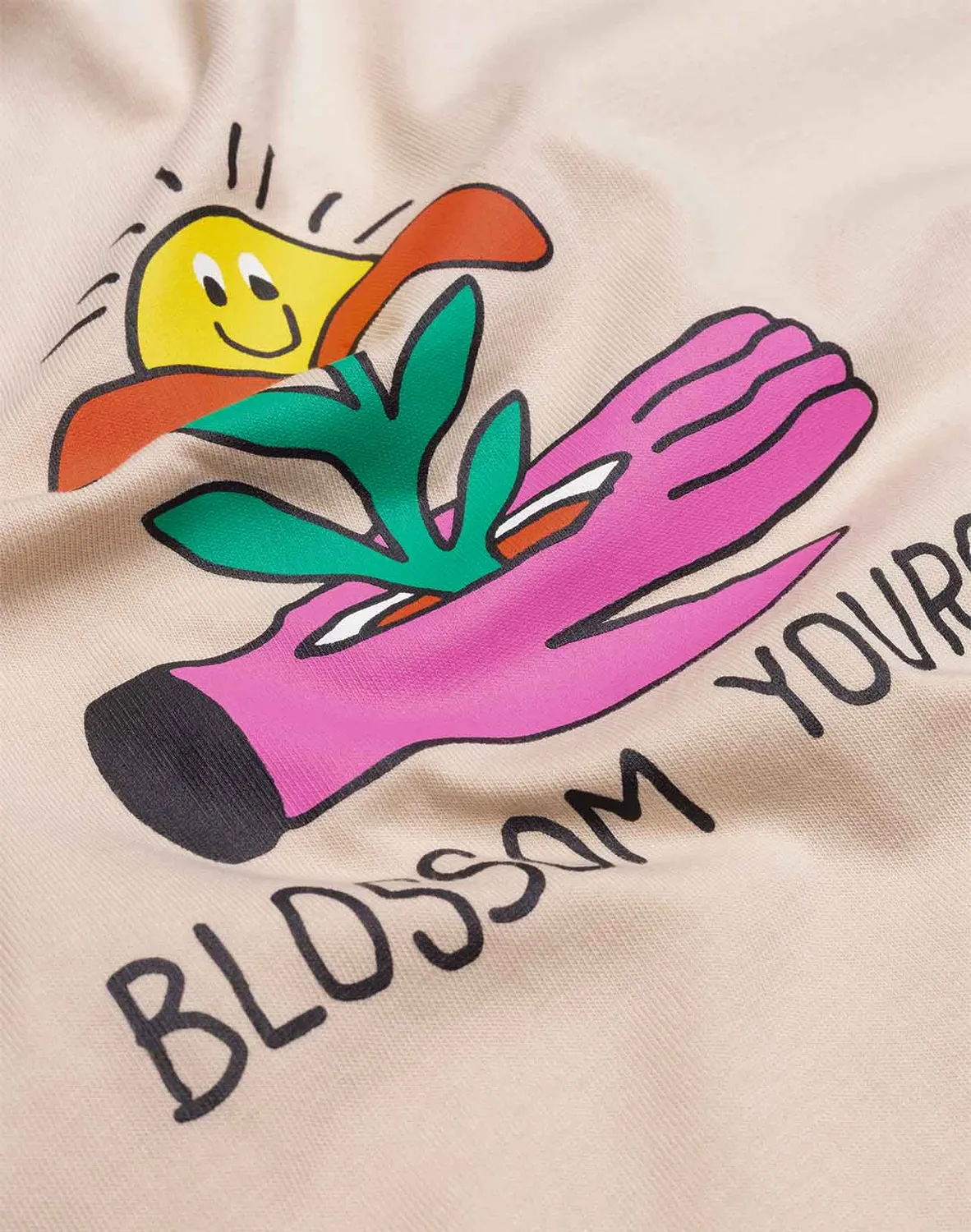 OLOW Blossom Yourself t-shirt crème ample vert