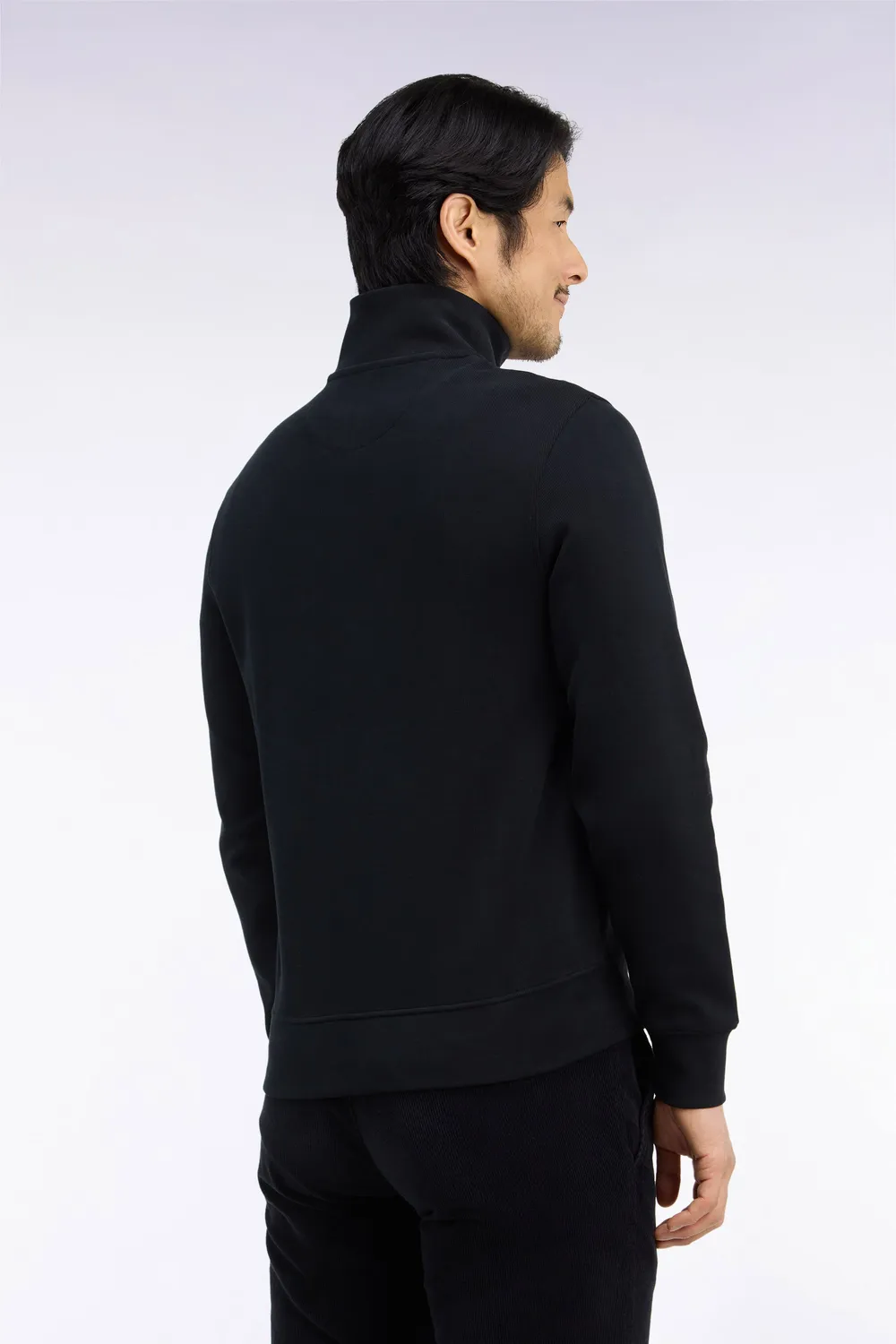 Eden Park sweat zippé molleton coton noir coupe droite