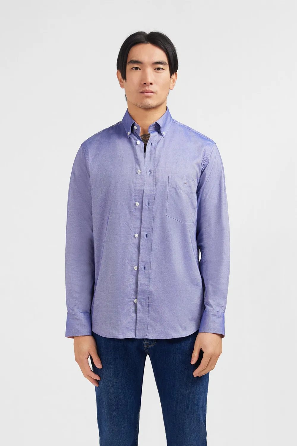 Eden Park chemise homme coton oxford bleu marine regular