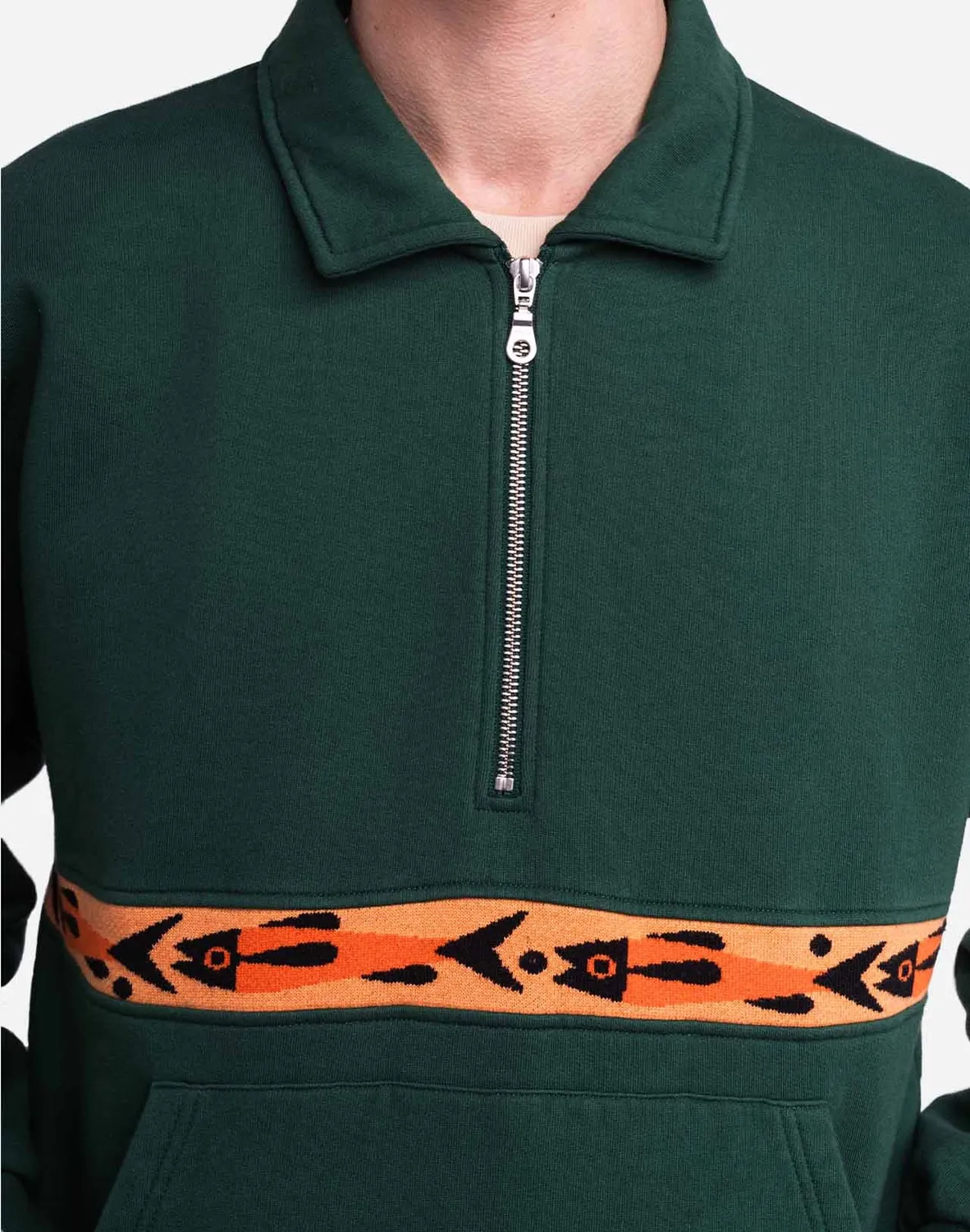 Olow Manso Fishes sweat vert forêt col chemise