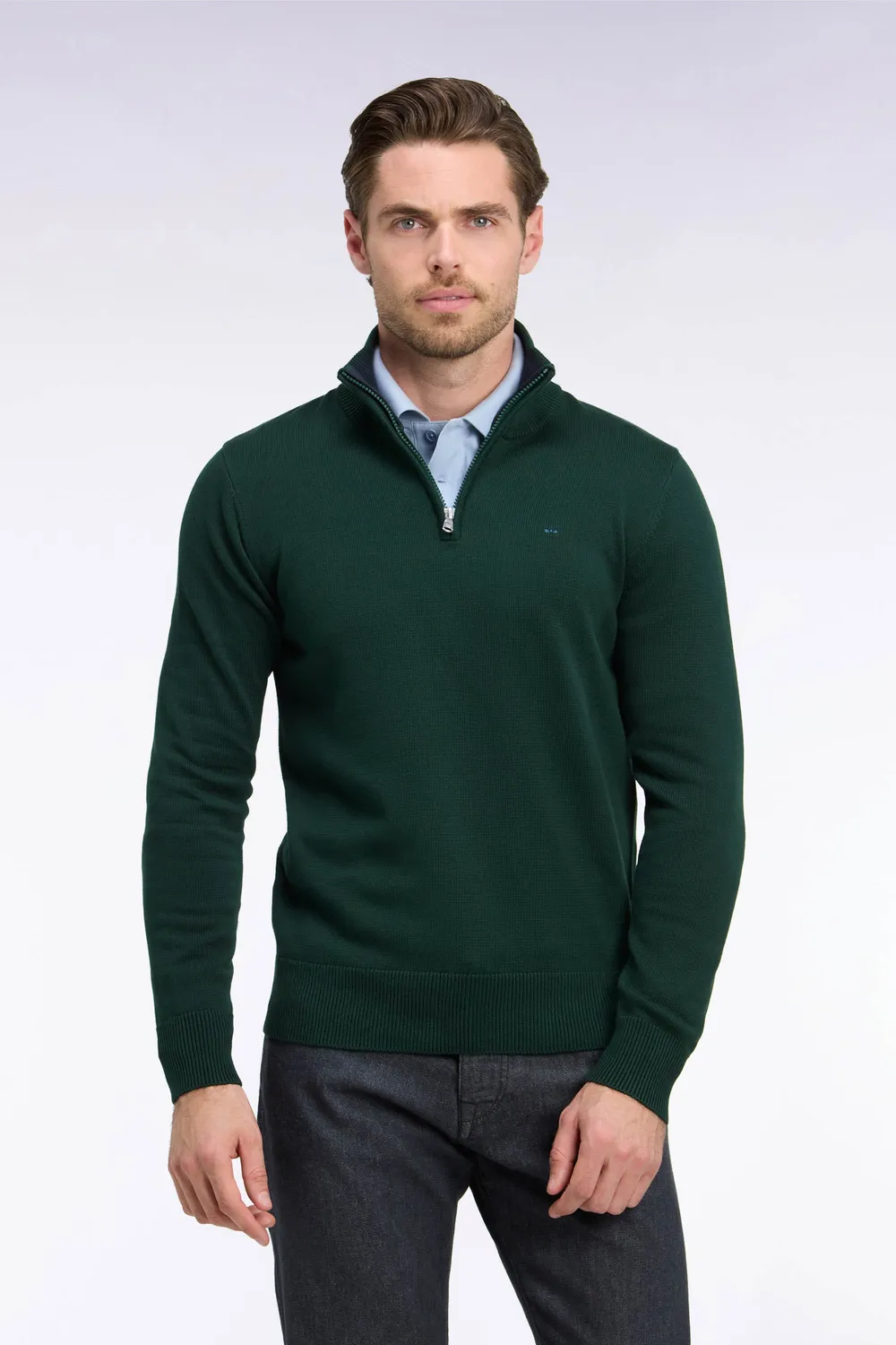 Eden Park pull col camionneur coton vert forêt regular
