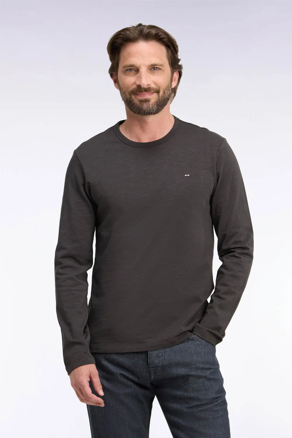 Eden Park H26MAITL0006 t-shirt marron coton manches longues slim