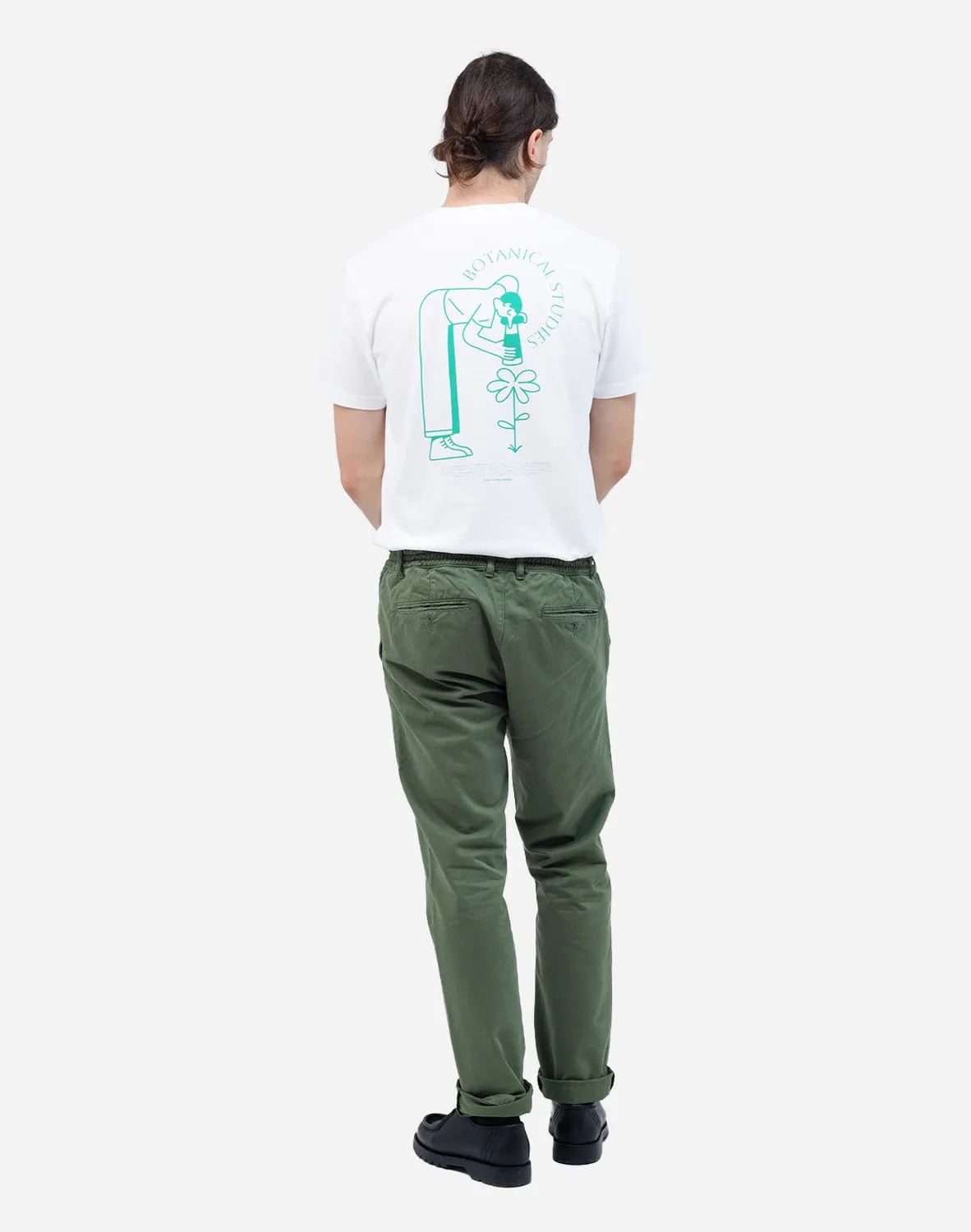 OLOW Chino pantalon homme vert olive serge coton