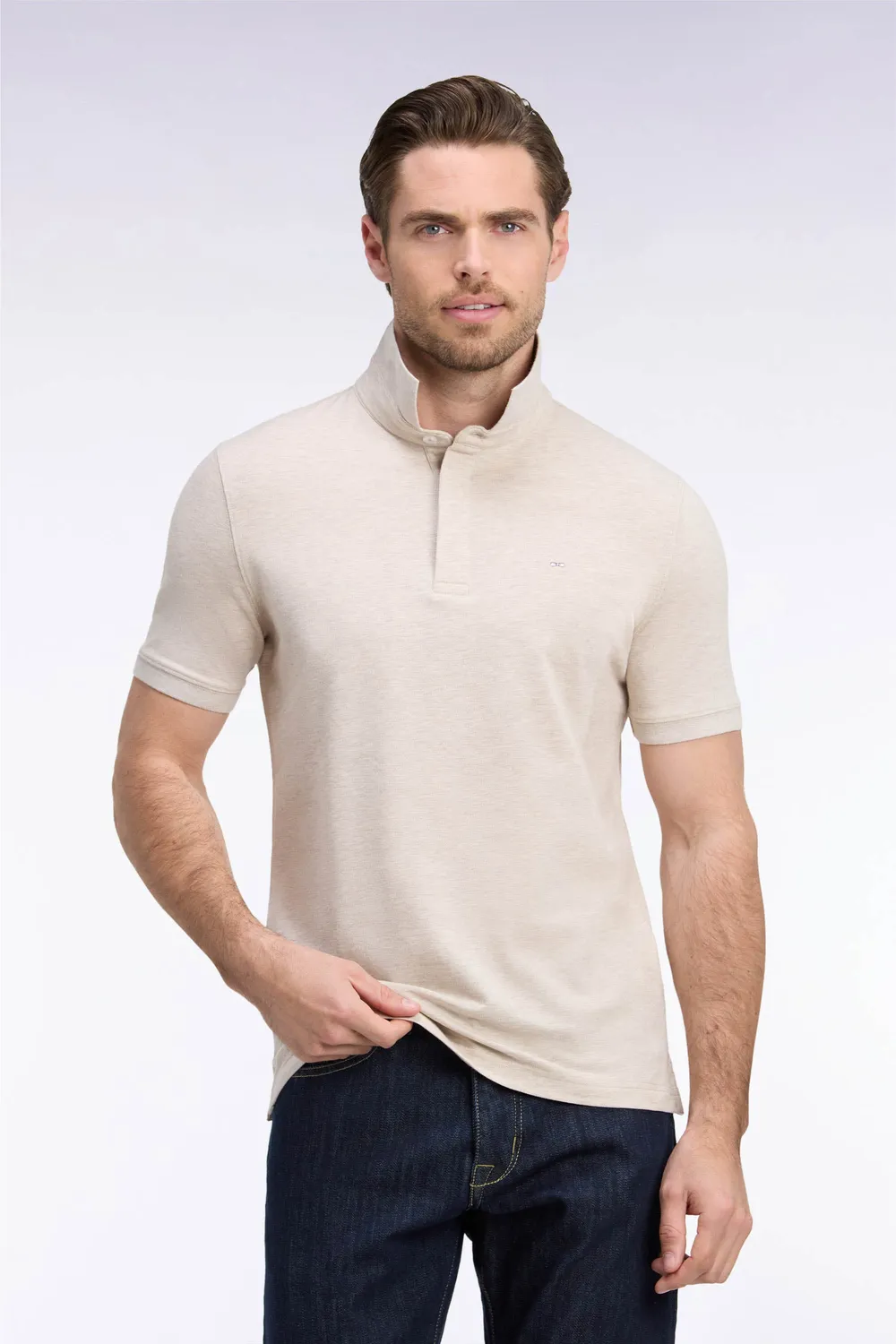 Eden Park polo beige ajusté stretch