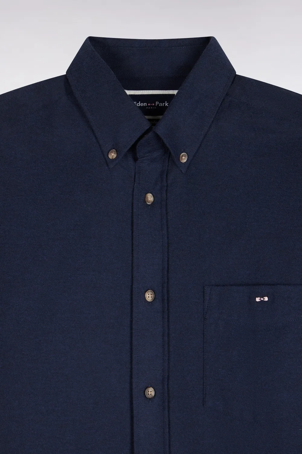 Eden Park Chemise Coton Marine Coupe Droite Col Boutonné
