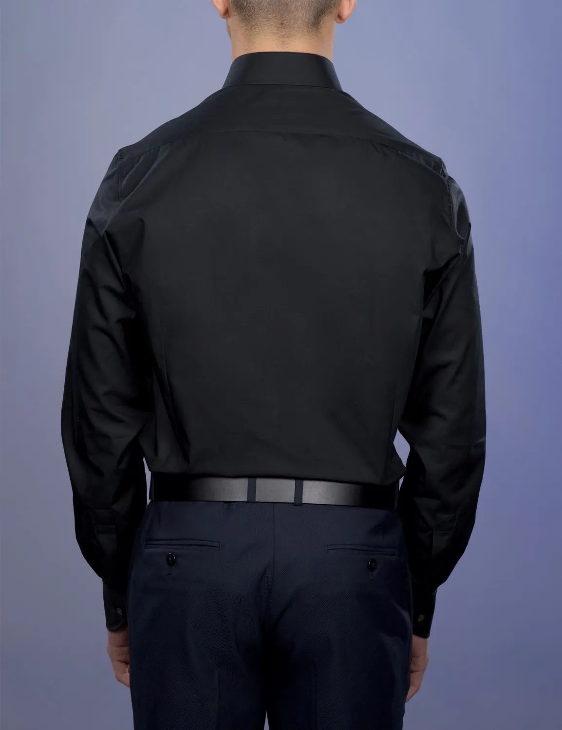 La Chemise Française Noire chemise homme popeline col français