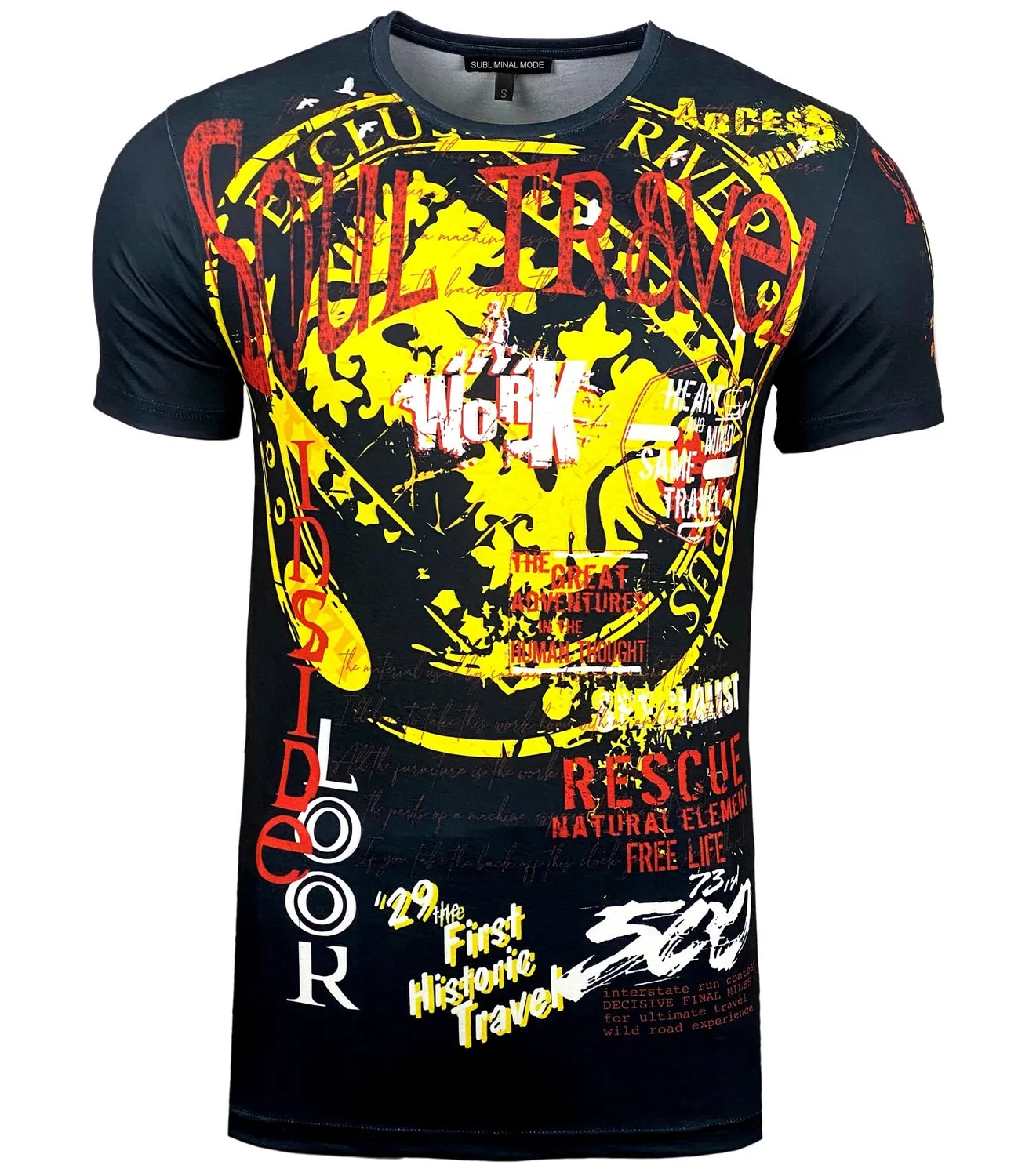 Subliminal Mode BX117 t-shirt homme manches courtes rouge vintage