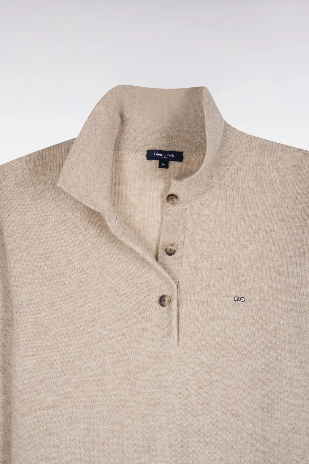 Eden Park robe midi col polo laine cachemire beige
