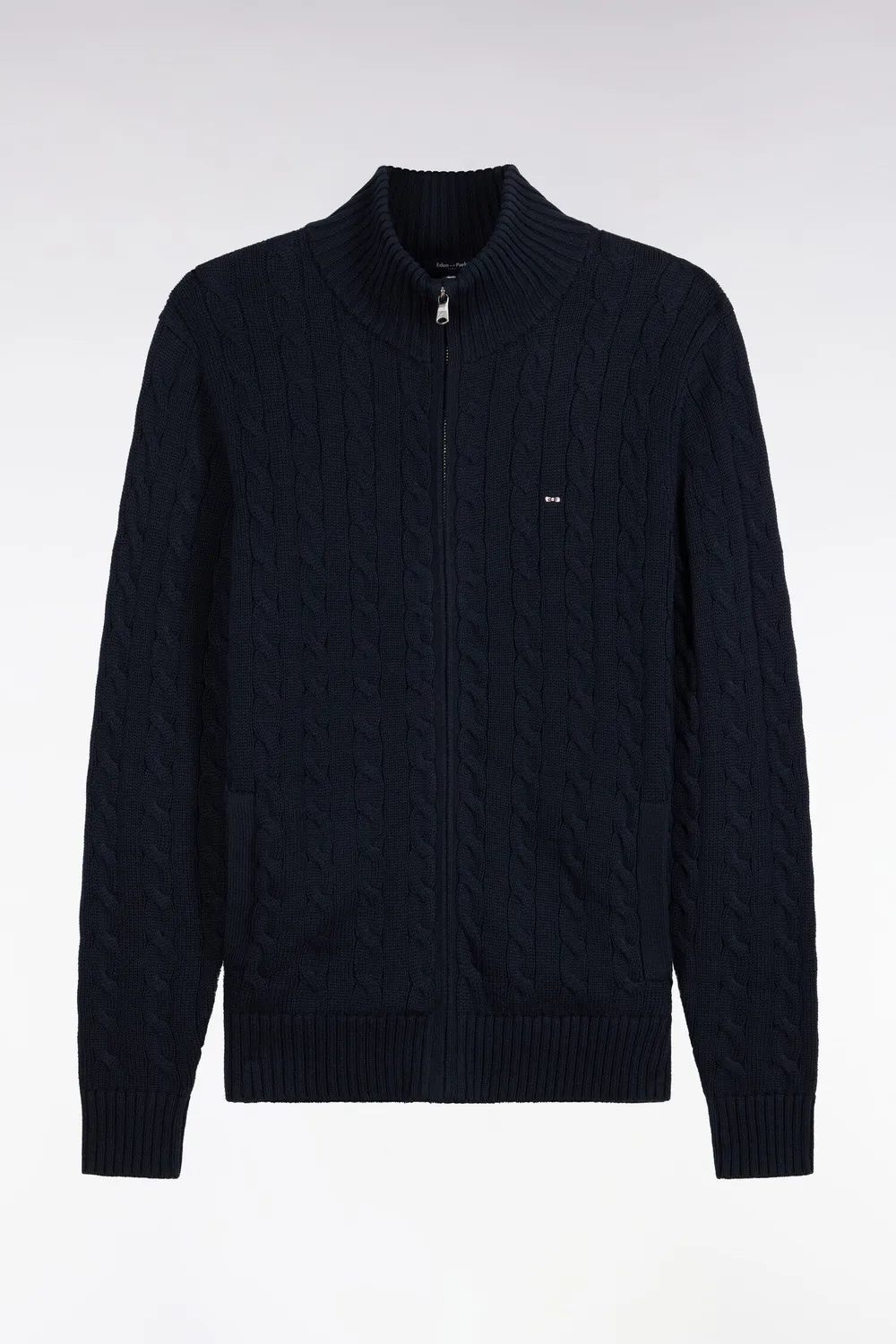 Eden Park cardigan coton marine homme torsades zippé