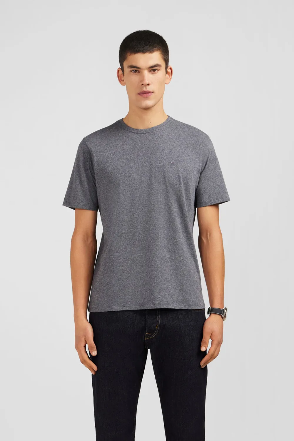 Eden Park t-shirt homme gris col rond coton Pima manches courtes