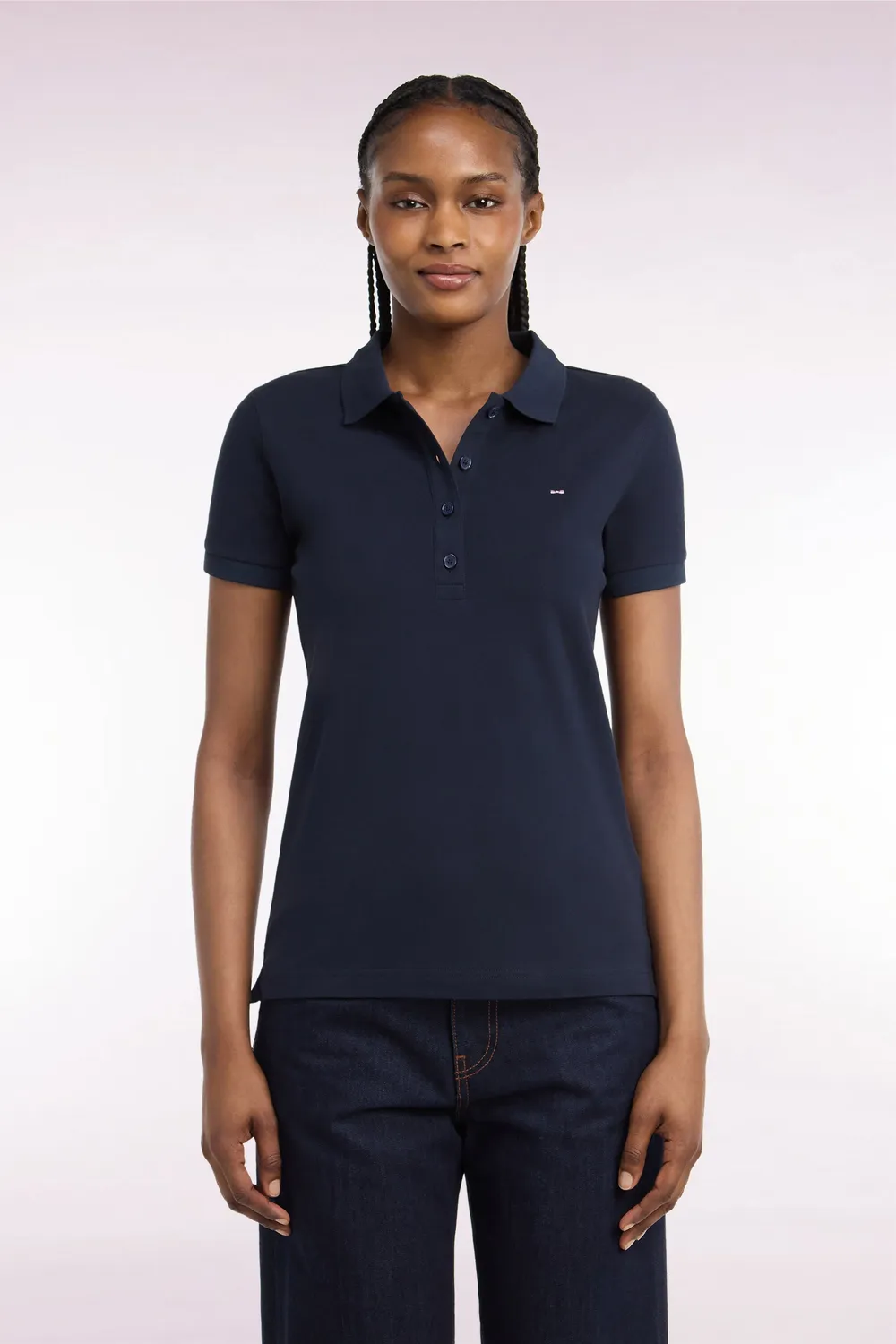 Eden Park polo coton stretch slim femme marine