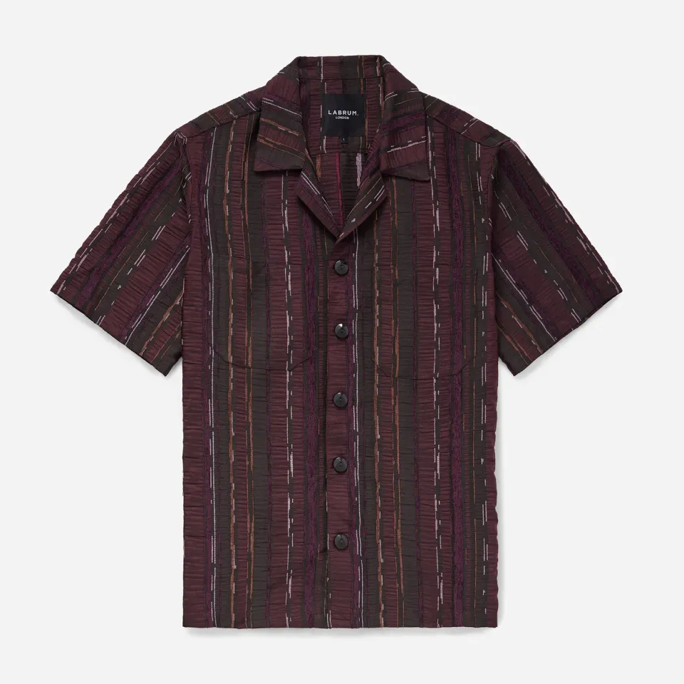 Labrum Black Label chemise safari bordeaux jacquard relax