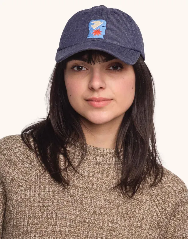 OLOW Six Panel Free Mind casquette denim bleu