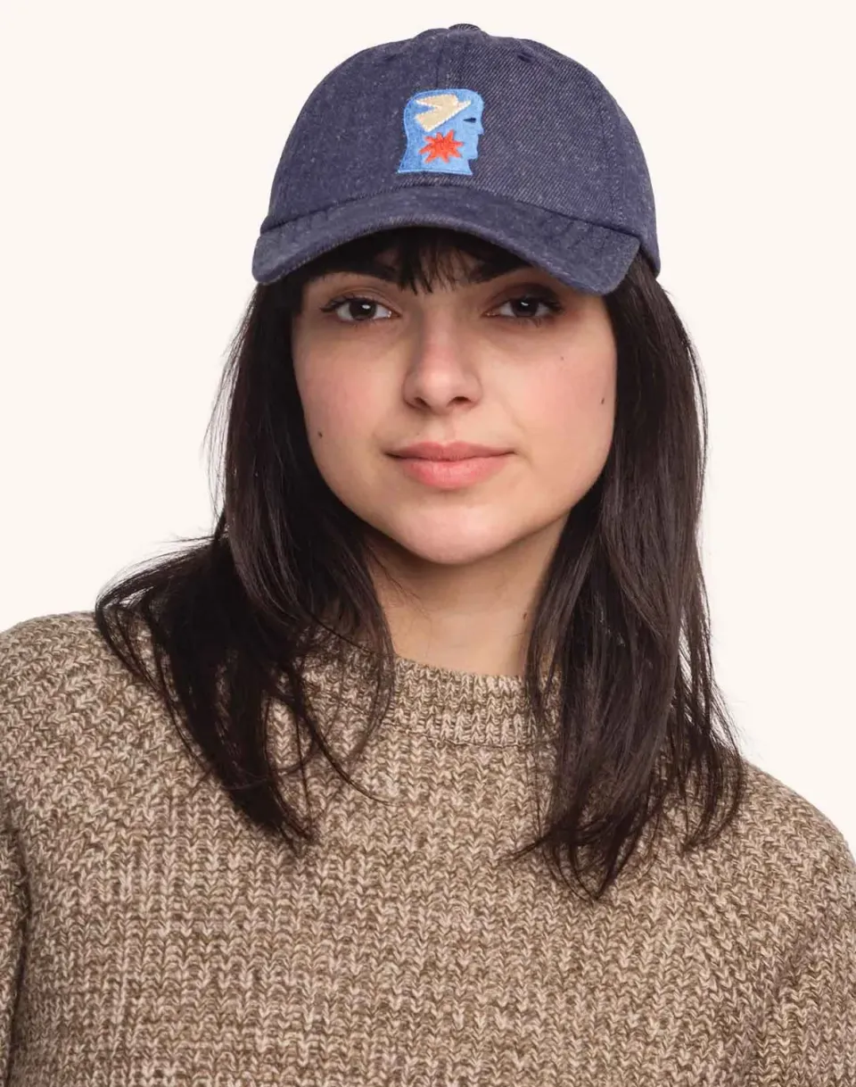 OLOW Six Panel Free Mind casquette denim bleu