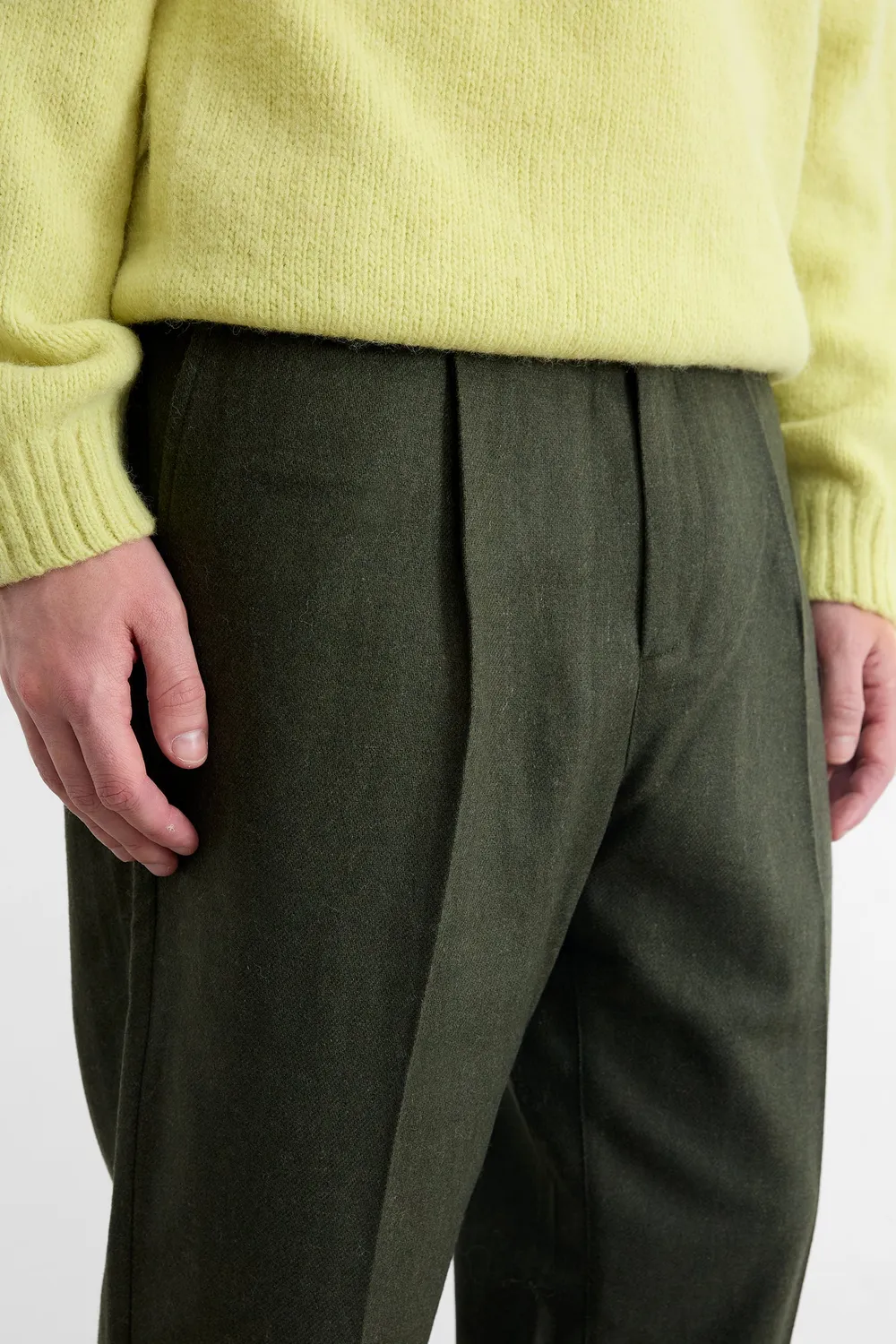 Edmmond Studios Jack Pant pantalon kaki laine coupe regular