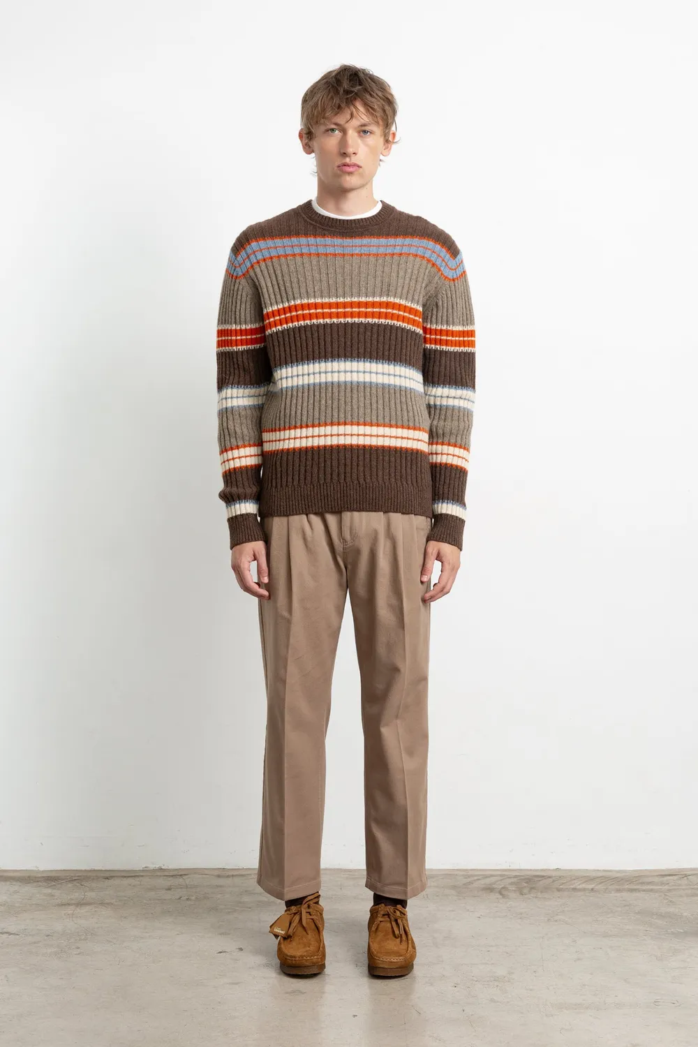 Edmmond Studios Carve Sweater pull rayé orange texturé