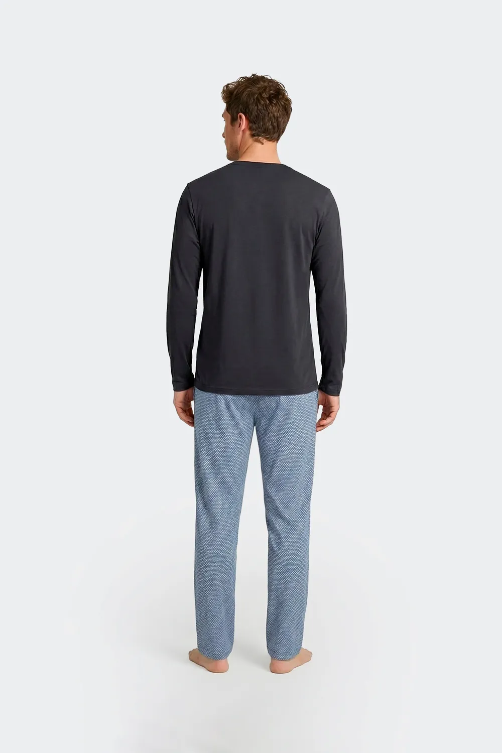Eden Park ensemble pyjama homme coton bleu T-shirt pantalon pois