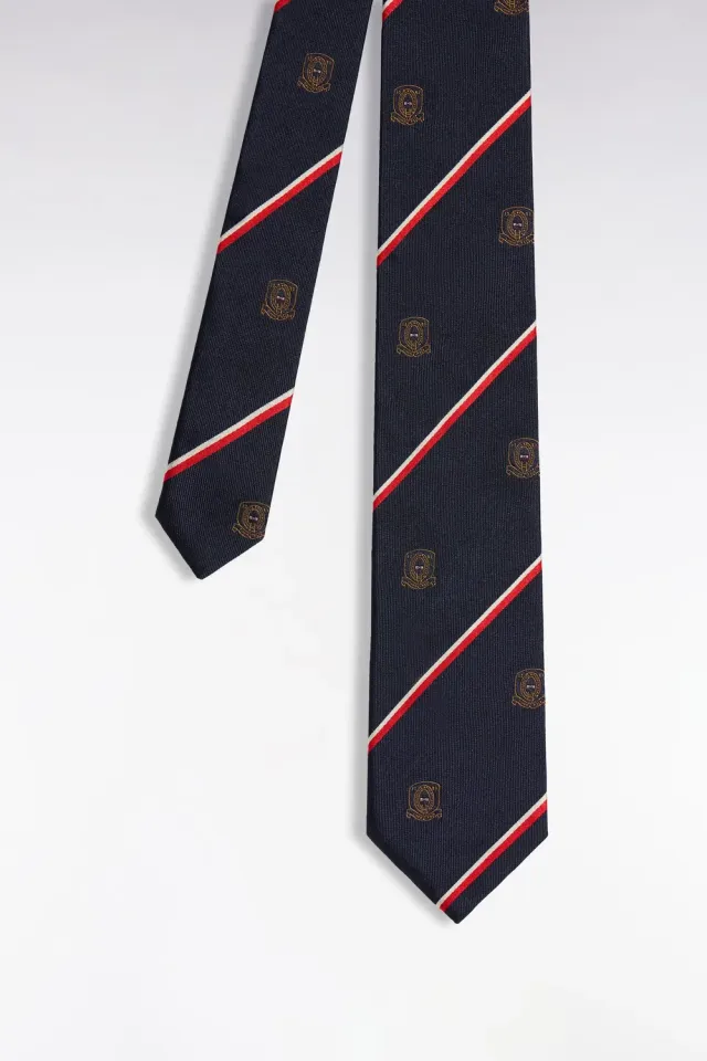 Eden Park College cravate soie marine rouge 7 cm