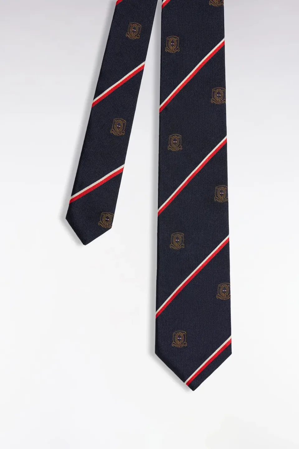 Eden Park College cravate soie marine rouge 7 cm