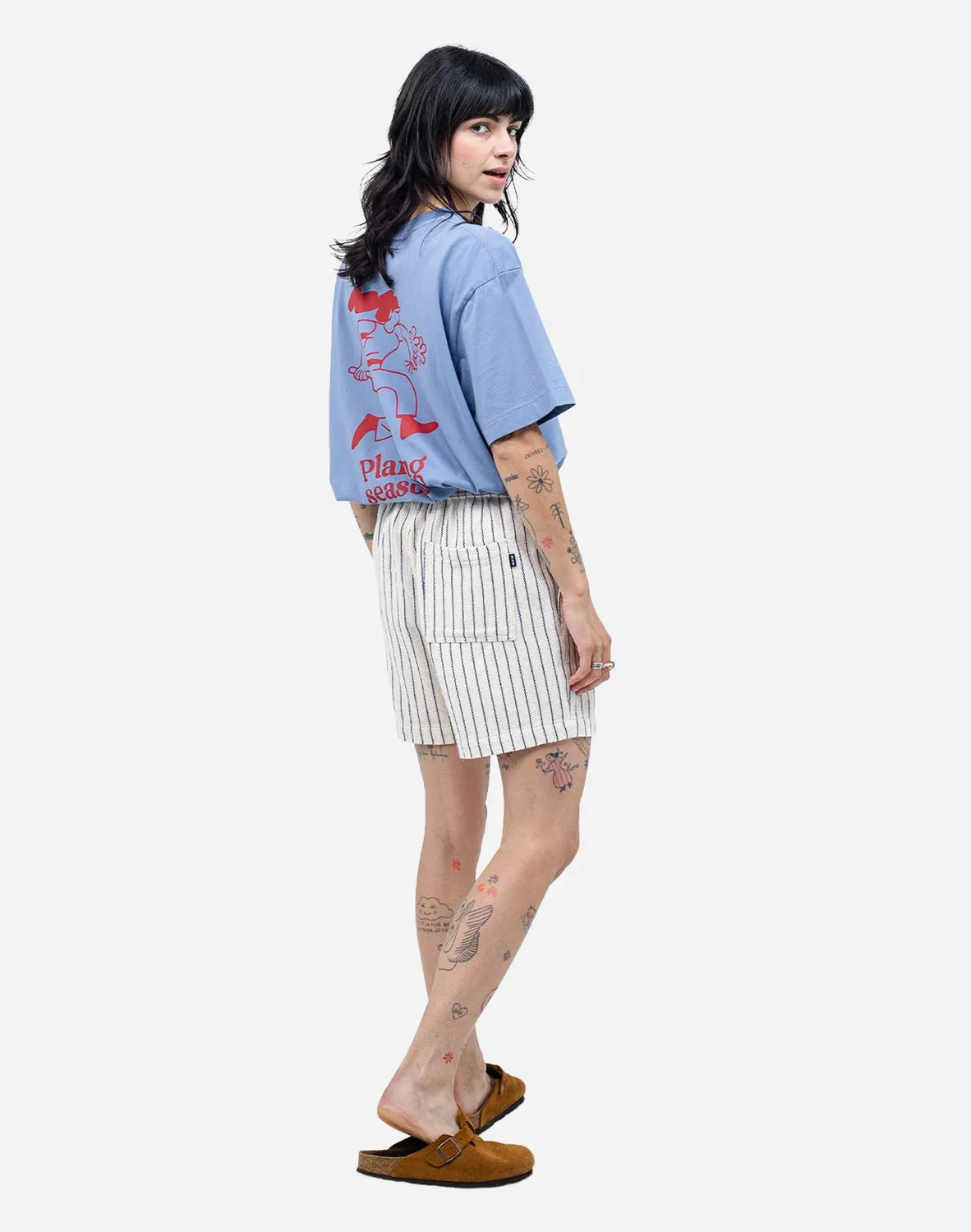 OLOW Bodhi Rivas short écru rayé coton