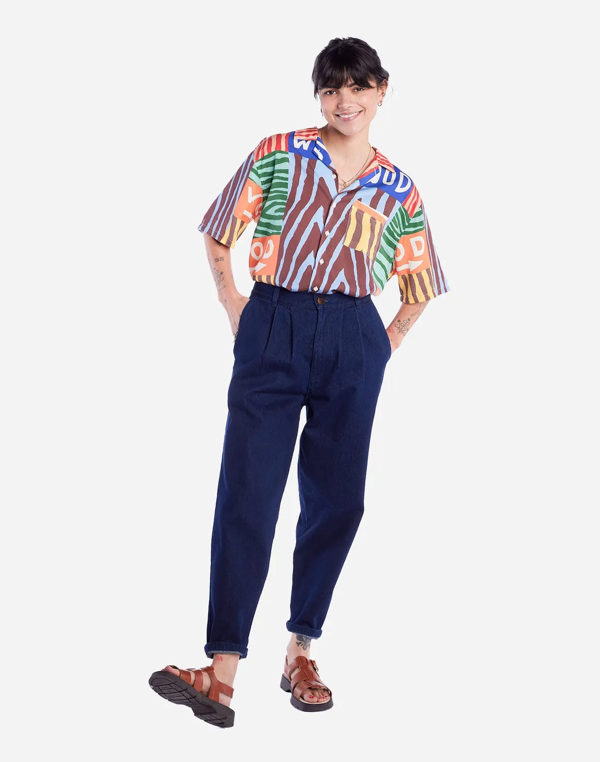 Olow Aloha Firewood chemisette multicolore tencel